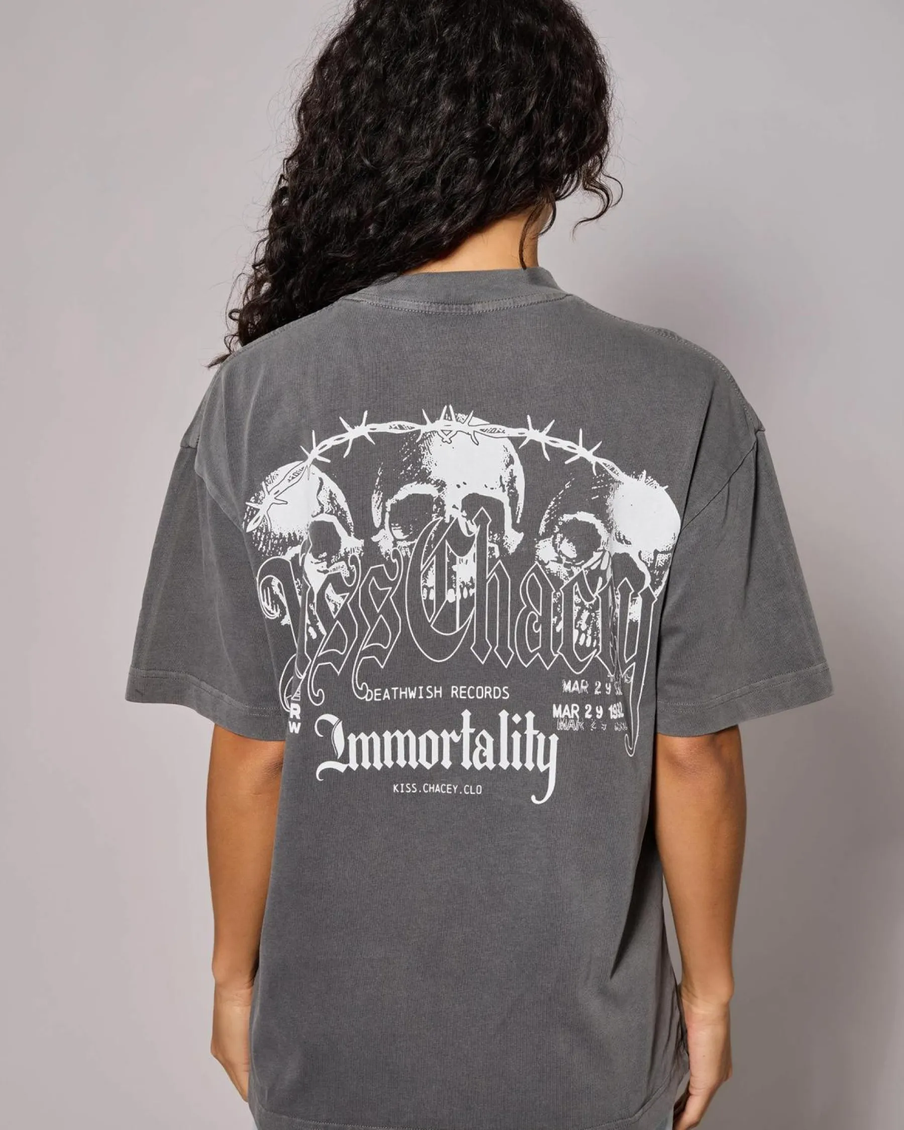 Tops*Kiss Chacey Immortal Street Oversized T-Shirt Mineral Steel Grey