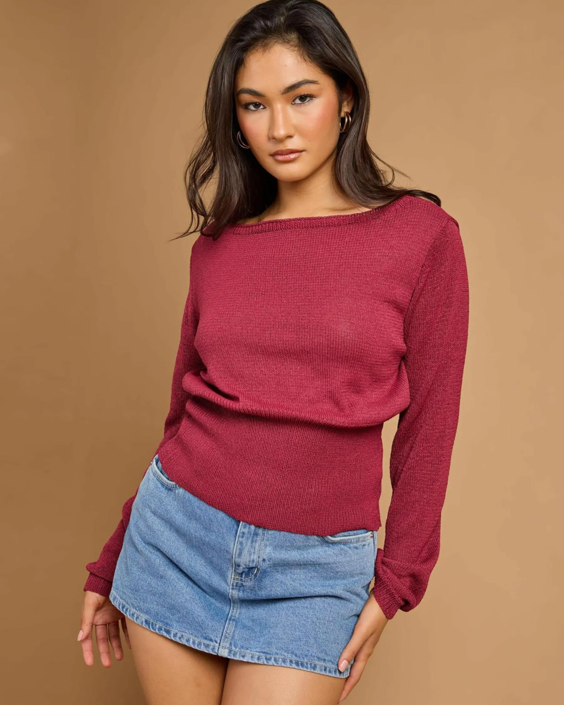 Tops*Gigi & Ella Jayleen Knit Top Burgundy