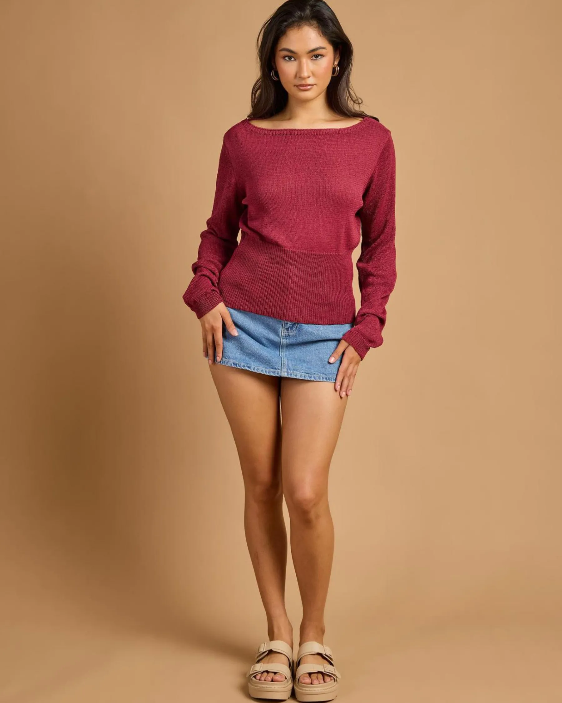 Tops*Gigi & Ella Jayleen Knit Top Burgundy