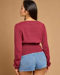 Tops*Gigi & Ella Jayleen Knit Top Burgundy