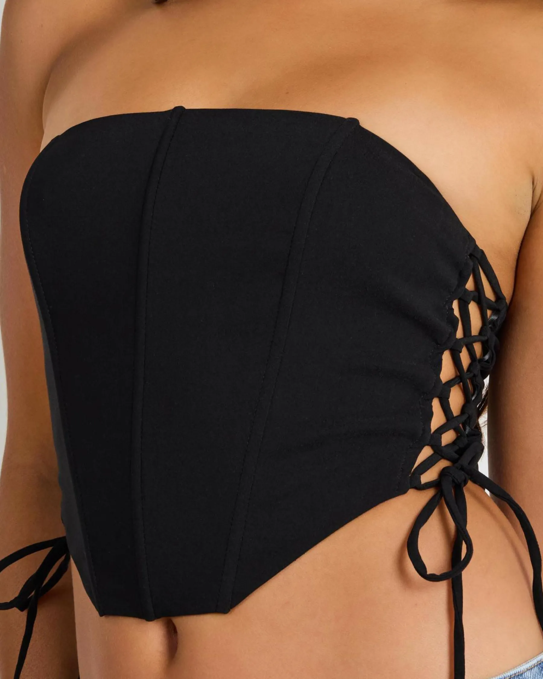 Tops*Ava And Ever Jessie Lace Up Corset Top Black