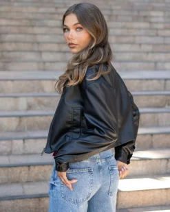 Jackets & Coats*Ava And Ever Jett Faux Leather Jacket Matte Black