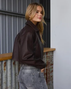 Jackets & Coats*Ava And Ever Jett Faux Leather Jacket Matte Brown
