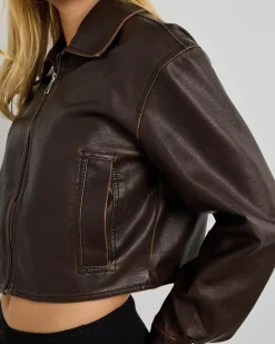 Jackets & Coats*Ava And Ever Jett Faux Leather Jacket Matte Brown
