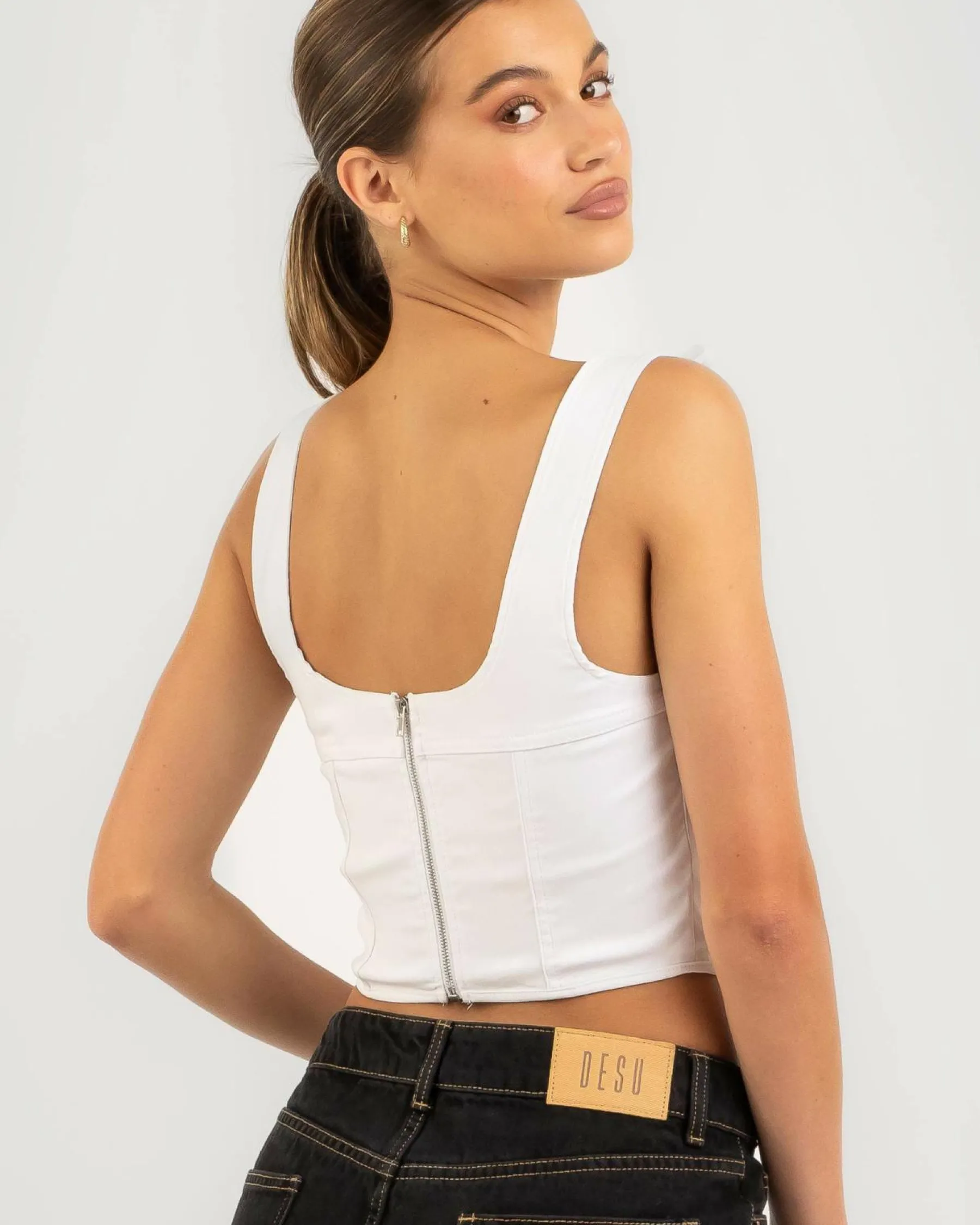 Tops*Ava And Ever Joey Lace Up Corset Top White