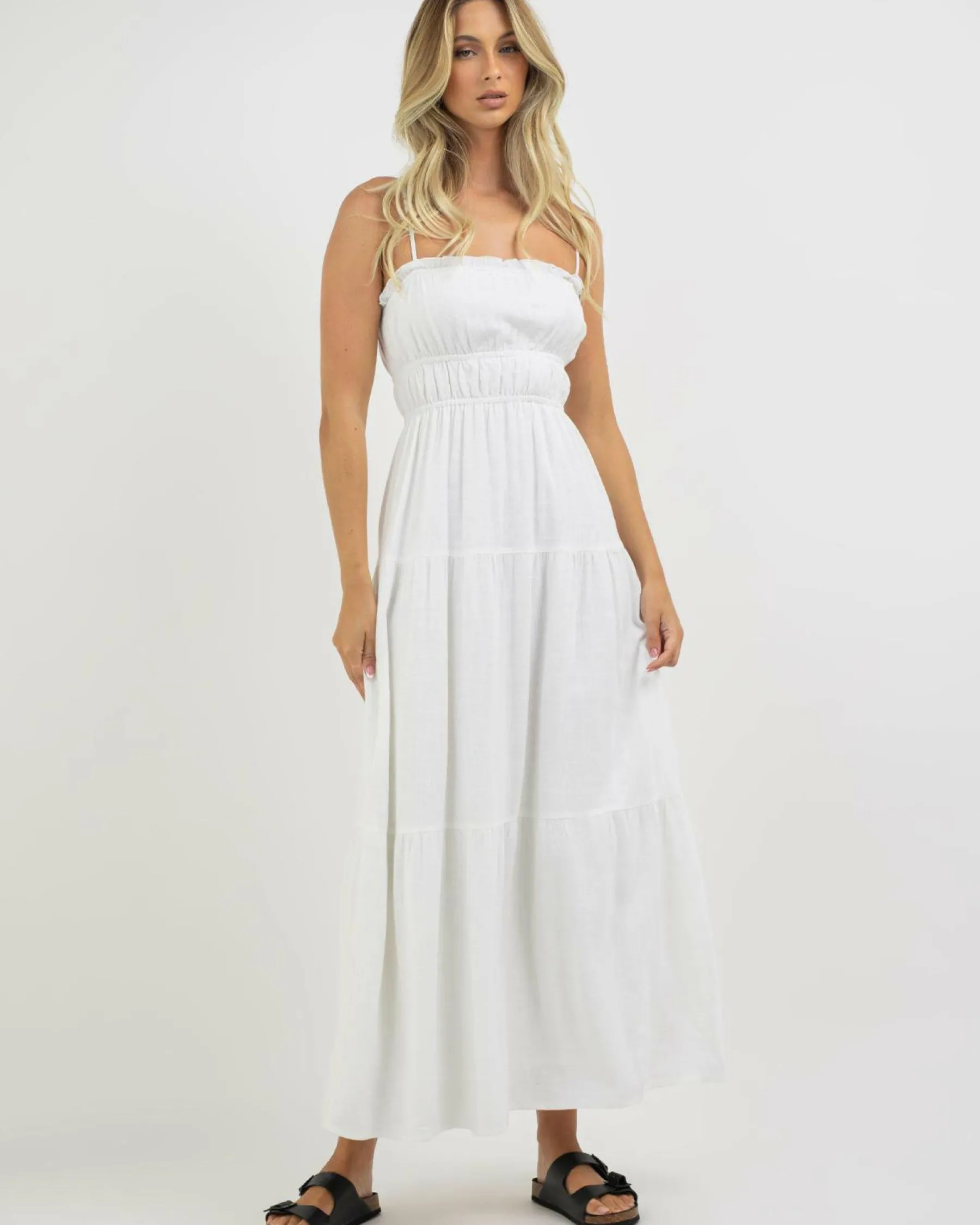 Linen Blend|Dresses*Mooloola Josephine Maxi Dress White