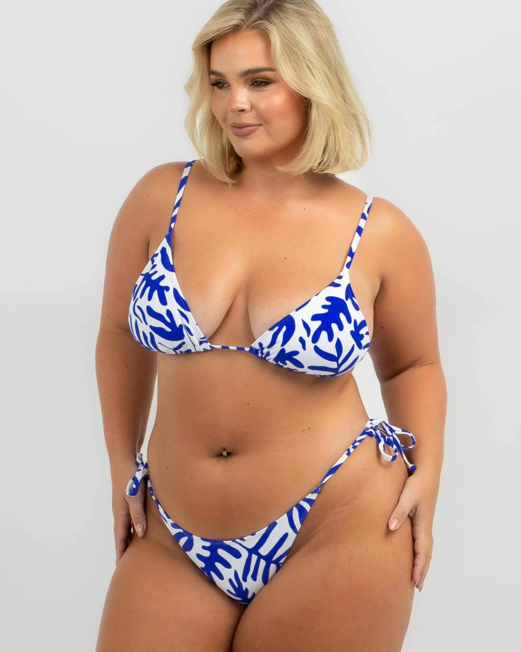 Bikinis*Kaiami Juno Tie Side Bikini Bottom White/blue
