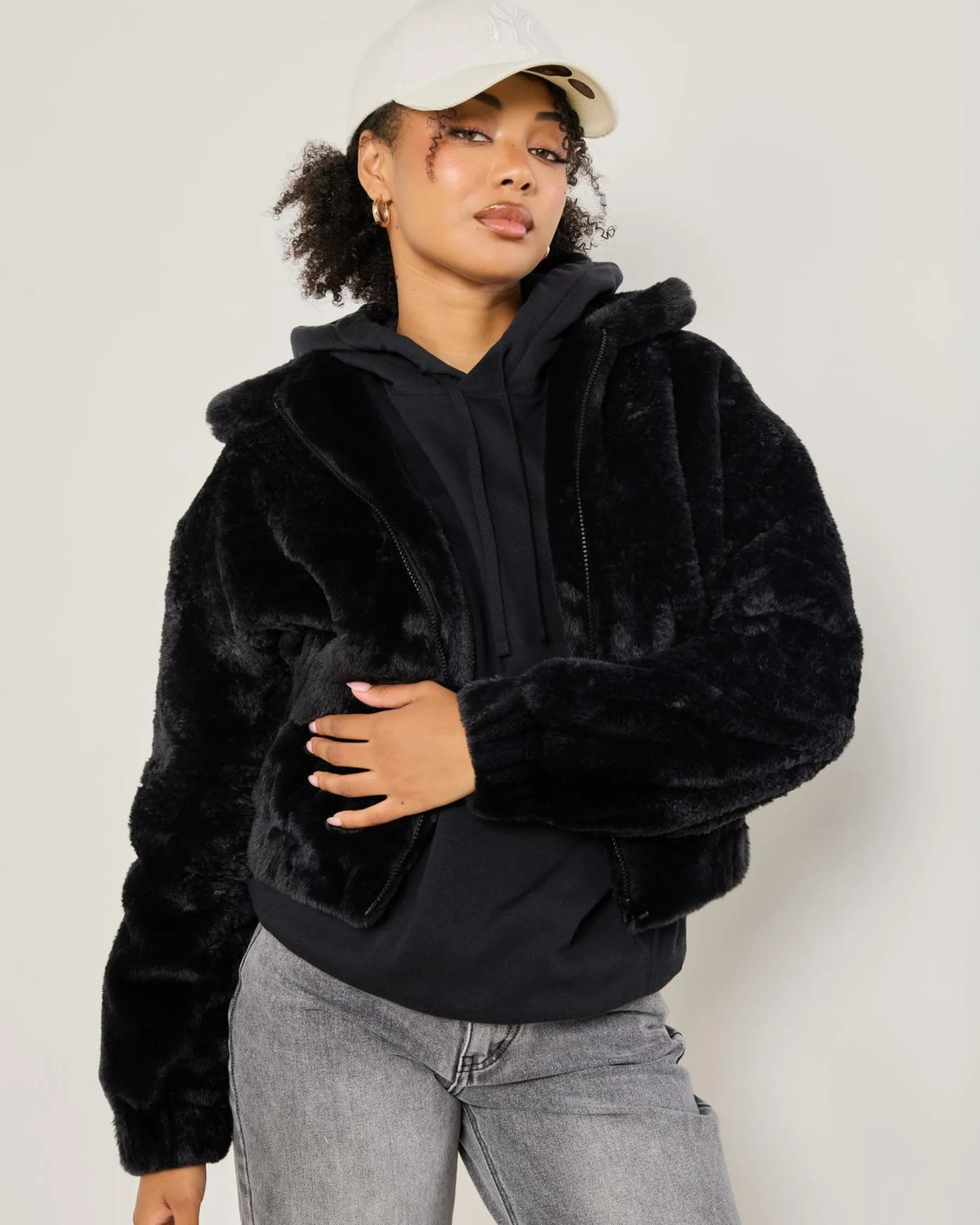 Jackets & Coats*Ava And Ever Kick On Faux Fur Jacket Black