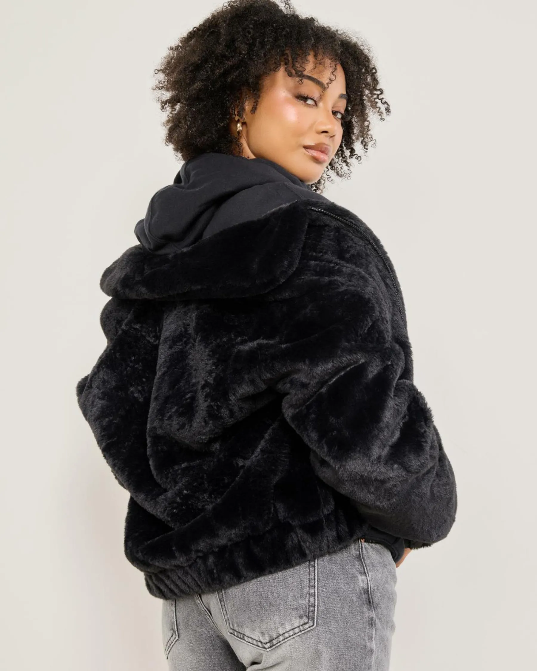 Jackets & Coats*Ava And Ever Kick On Faux Fur Jacket Black