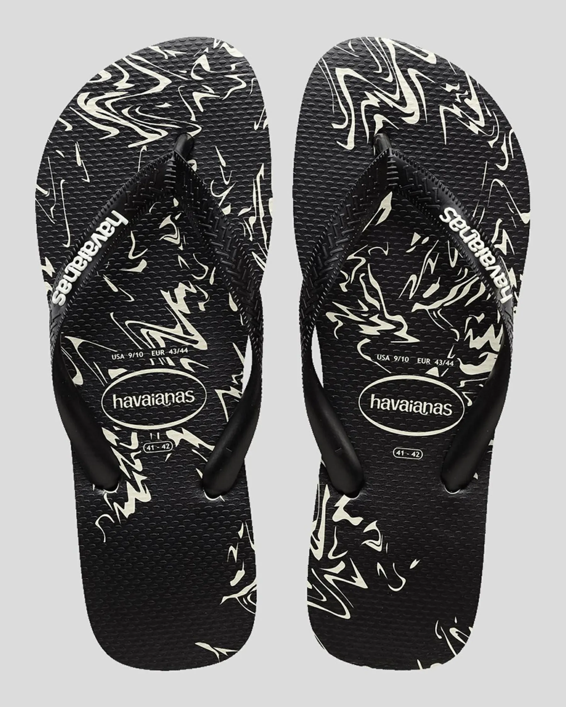 Flip Flops & Sandals*Havaianas Kids' Top Marble Thongs Black/black/white