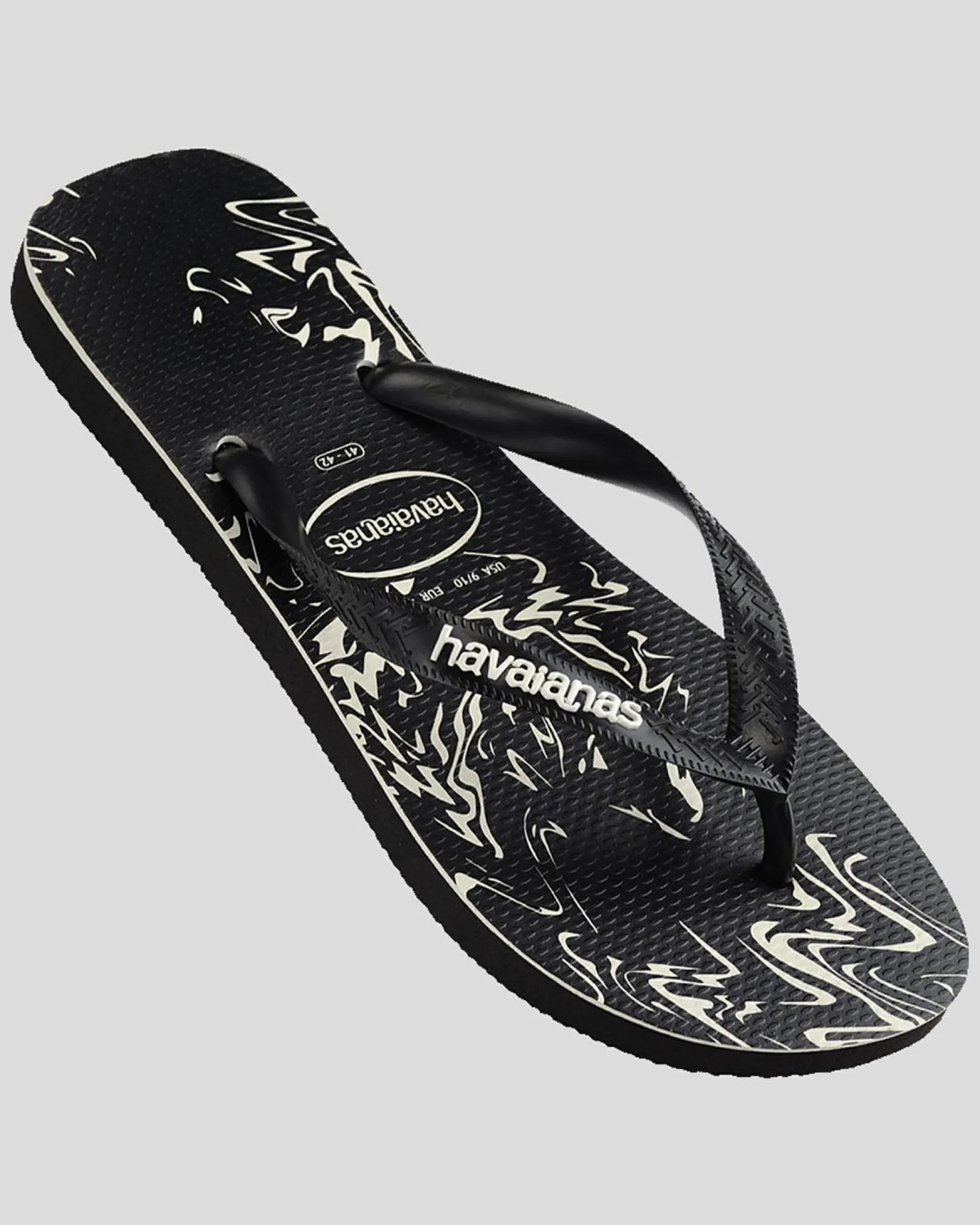 Flip Flops & Sandals*Havaianas Kids' Top Marble Thongs Black/black/white