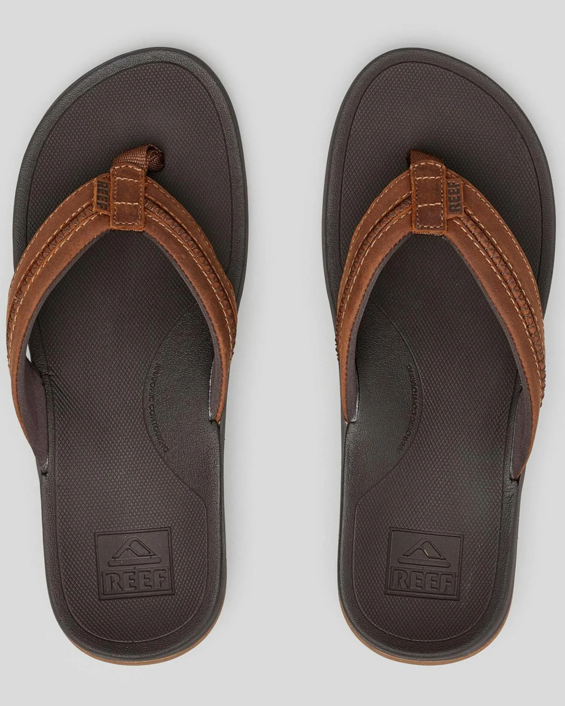Flip Flops & Sandals*Reef Leather Ortho Coast Thongs Dark Brown