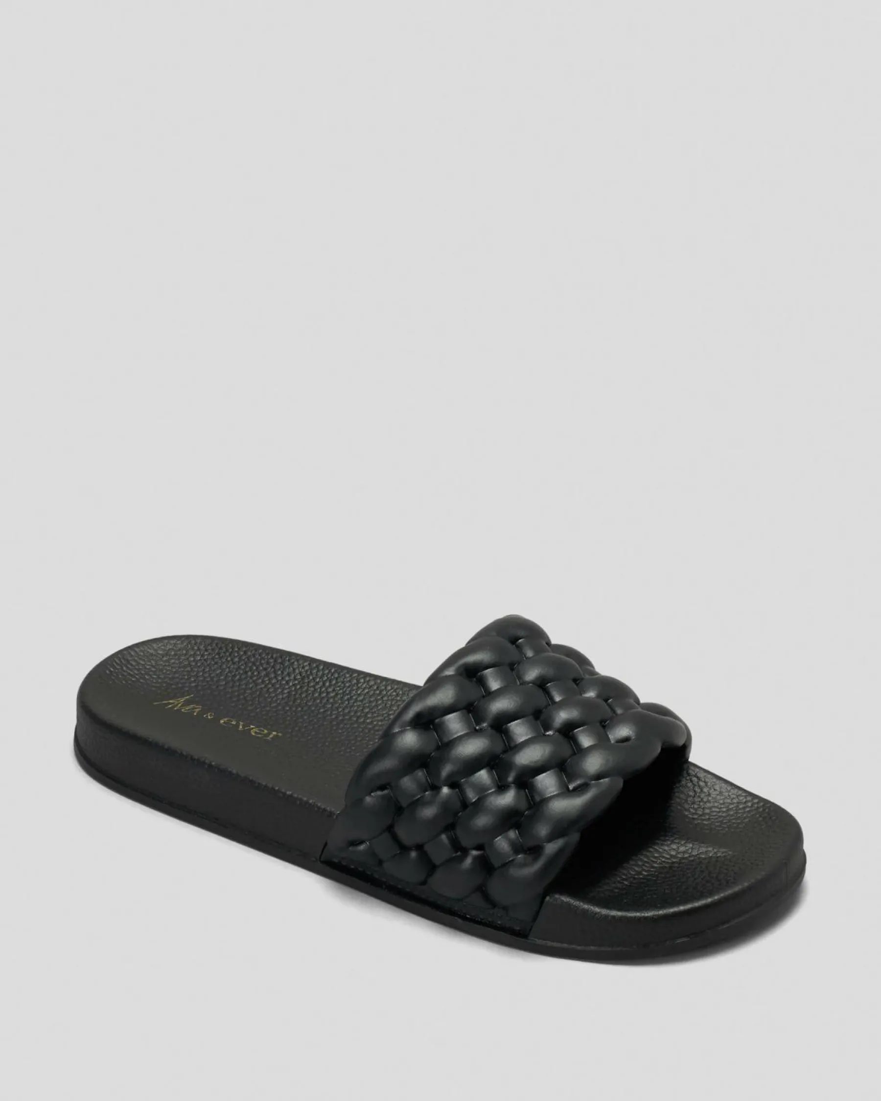 Slides*Ava And Ever Lexi Plait Slide Sandals Black