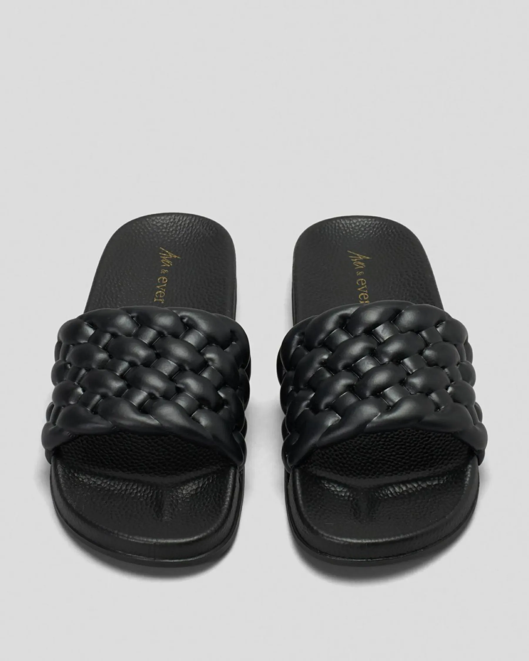Slides*Ava And Ever Lexi Plait Slide Sandals Black
