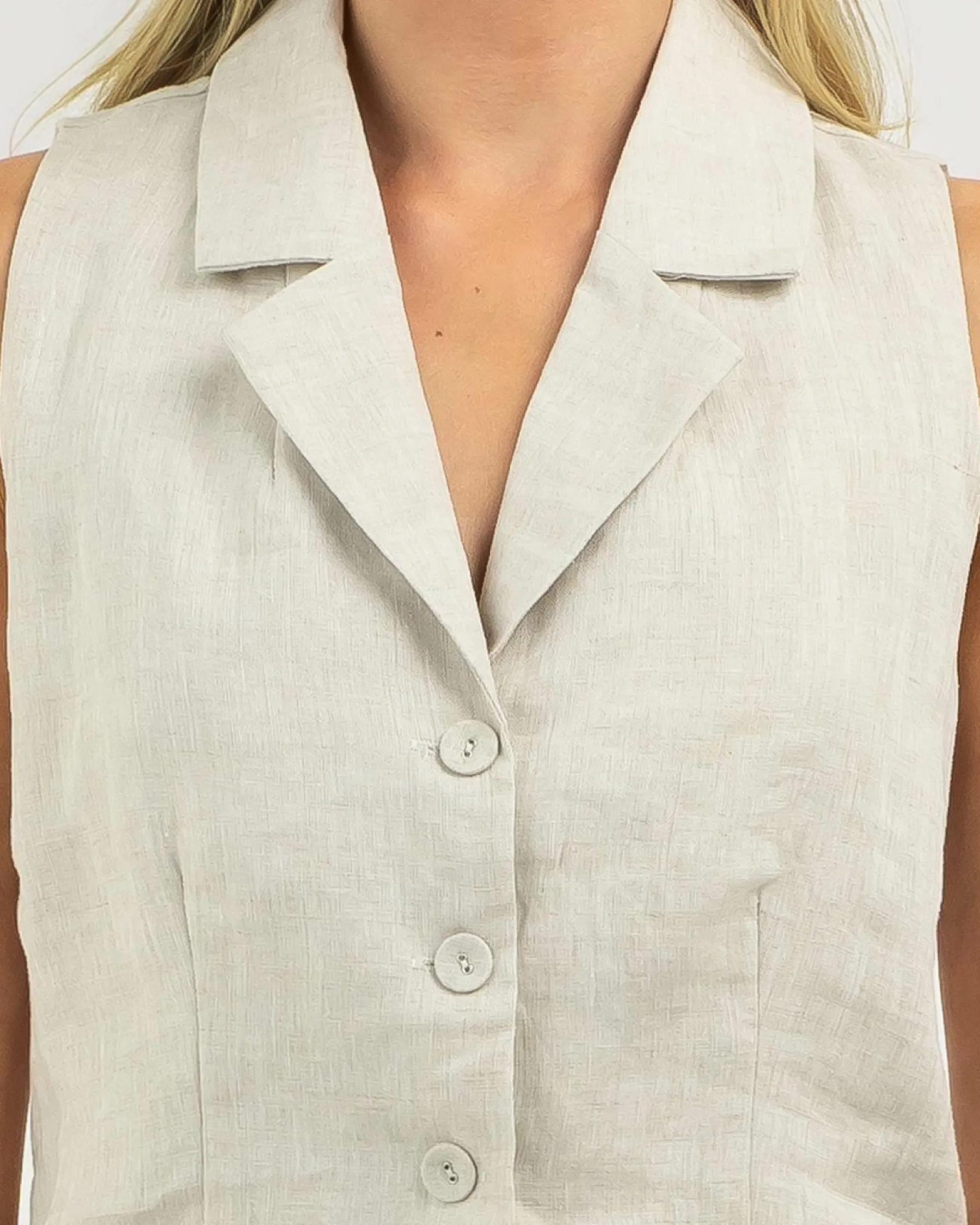 Linen Blend|Tops*Paper Heart Lolet Linen Vest Natural
