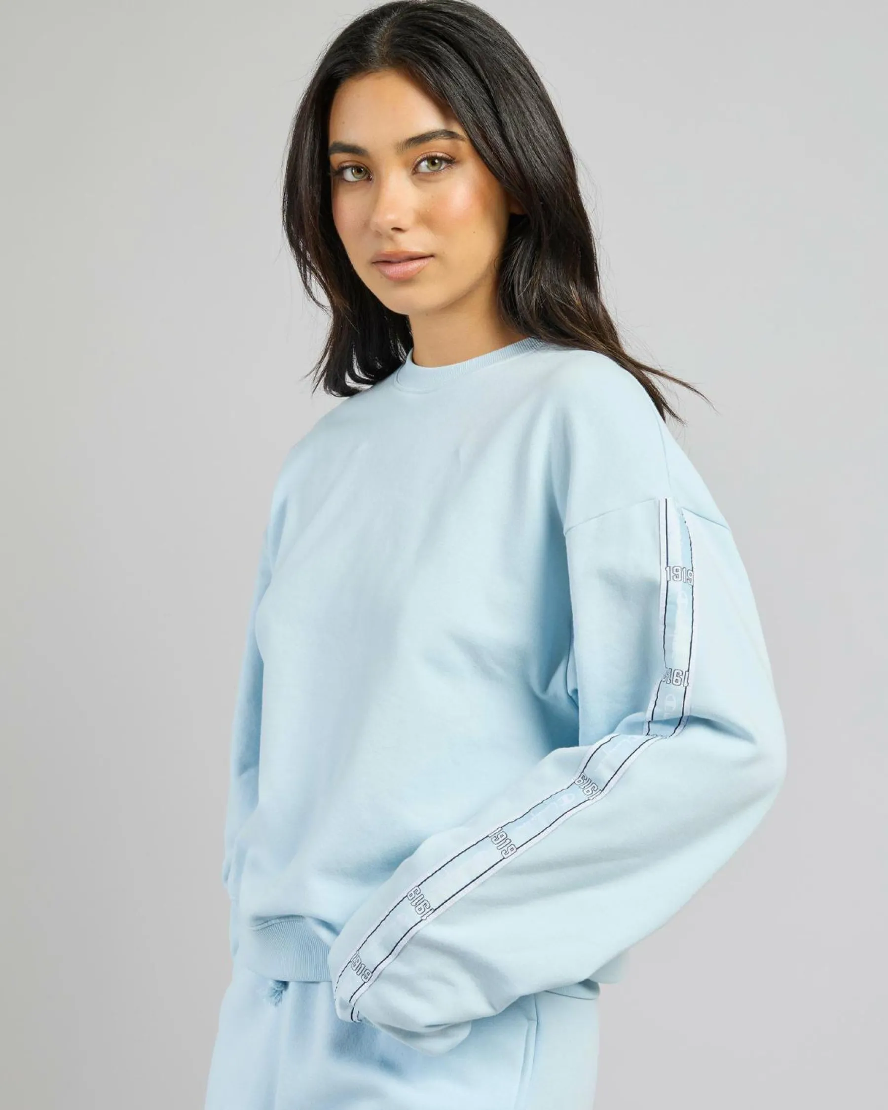 Sets|Jumpers & Hoodies*Champion Lux Taping Relaxed Fit Sweatshirt Spring Sky Blue