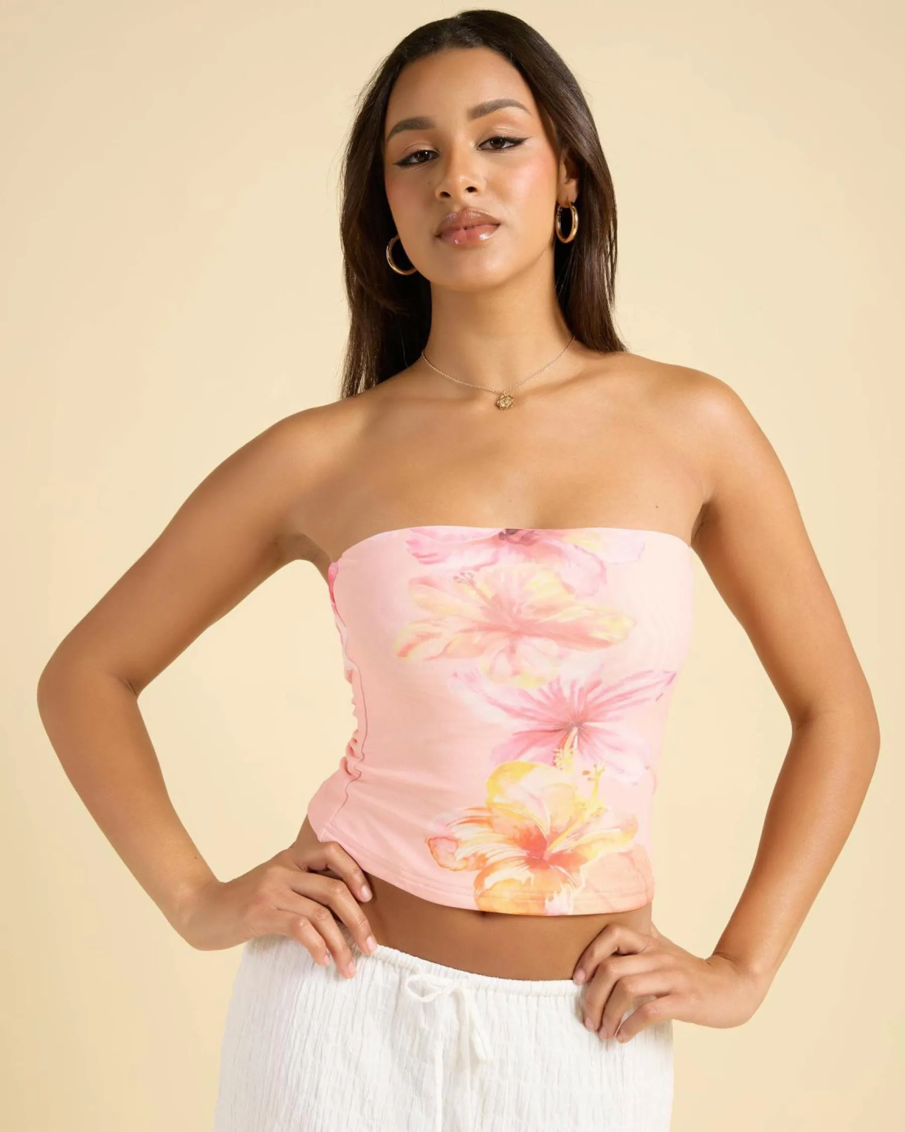 Tops*Mooloola Malia Tube Top Peach