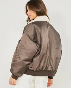 Jackets & Coats*Ava And Ever Malibu Bomber Jacket Chocolate