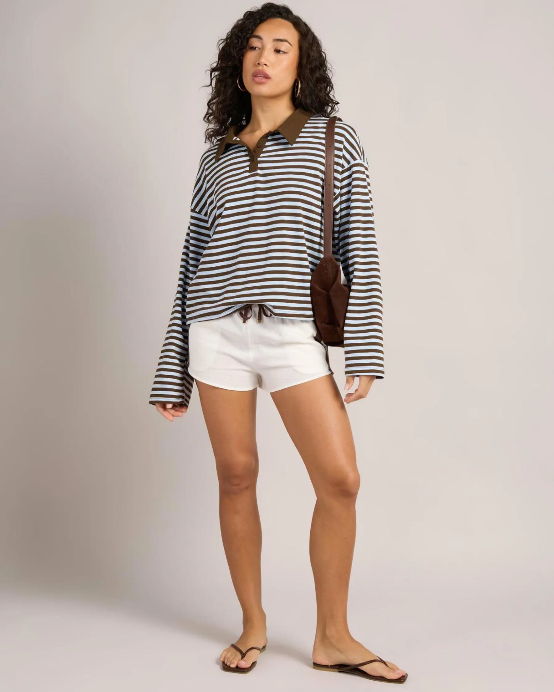 Tops*Mint Vanilla Mason Stripe Long Sleeve Top Blue Stripe