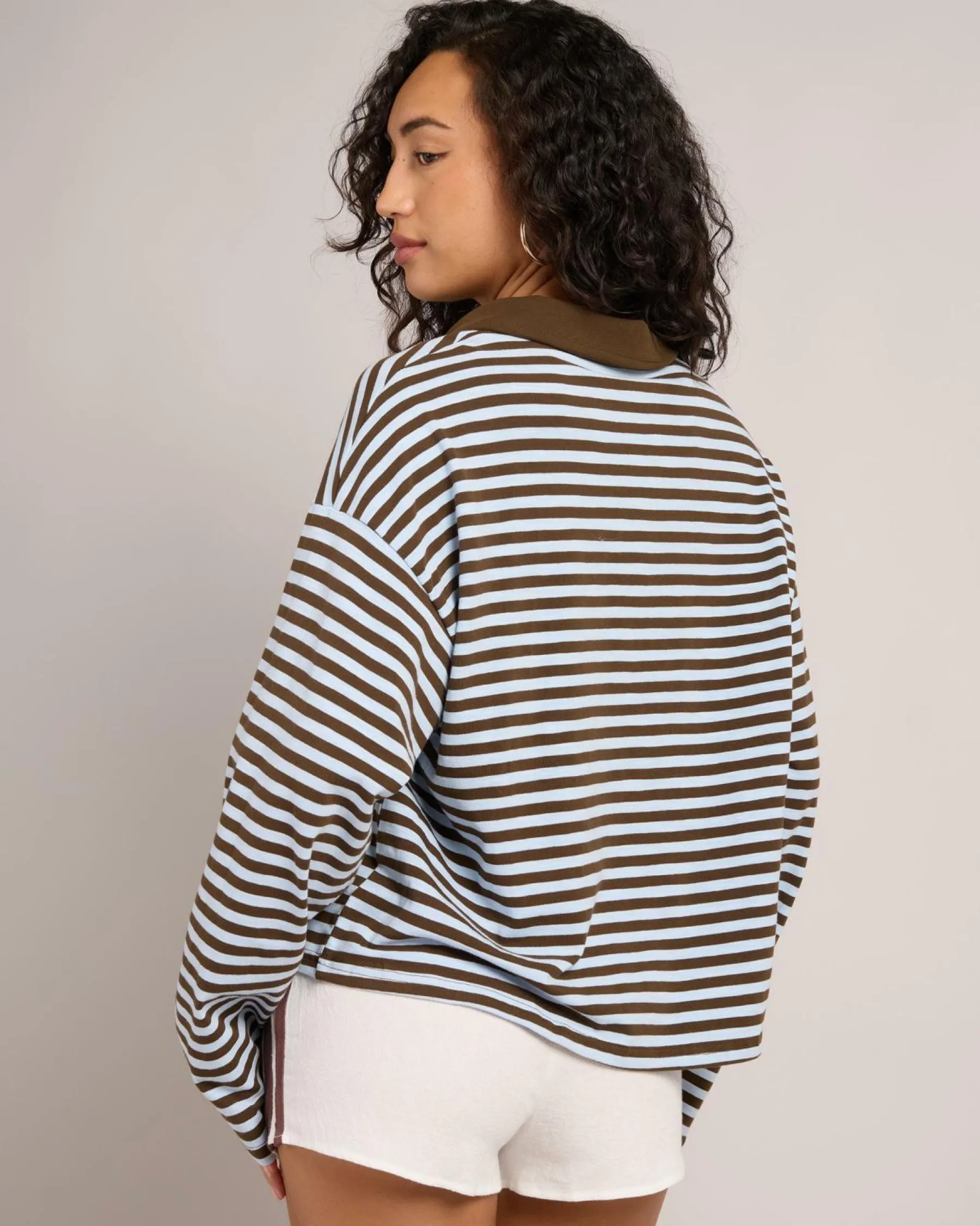 Tops*Mint Vanilla Mason Stripe Long Sleeve Top Blue Stripe
