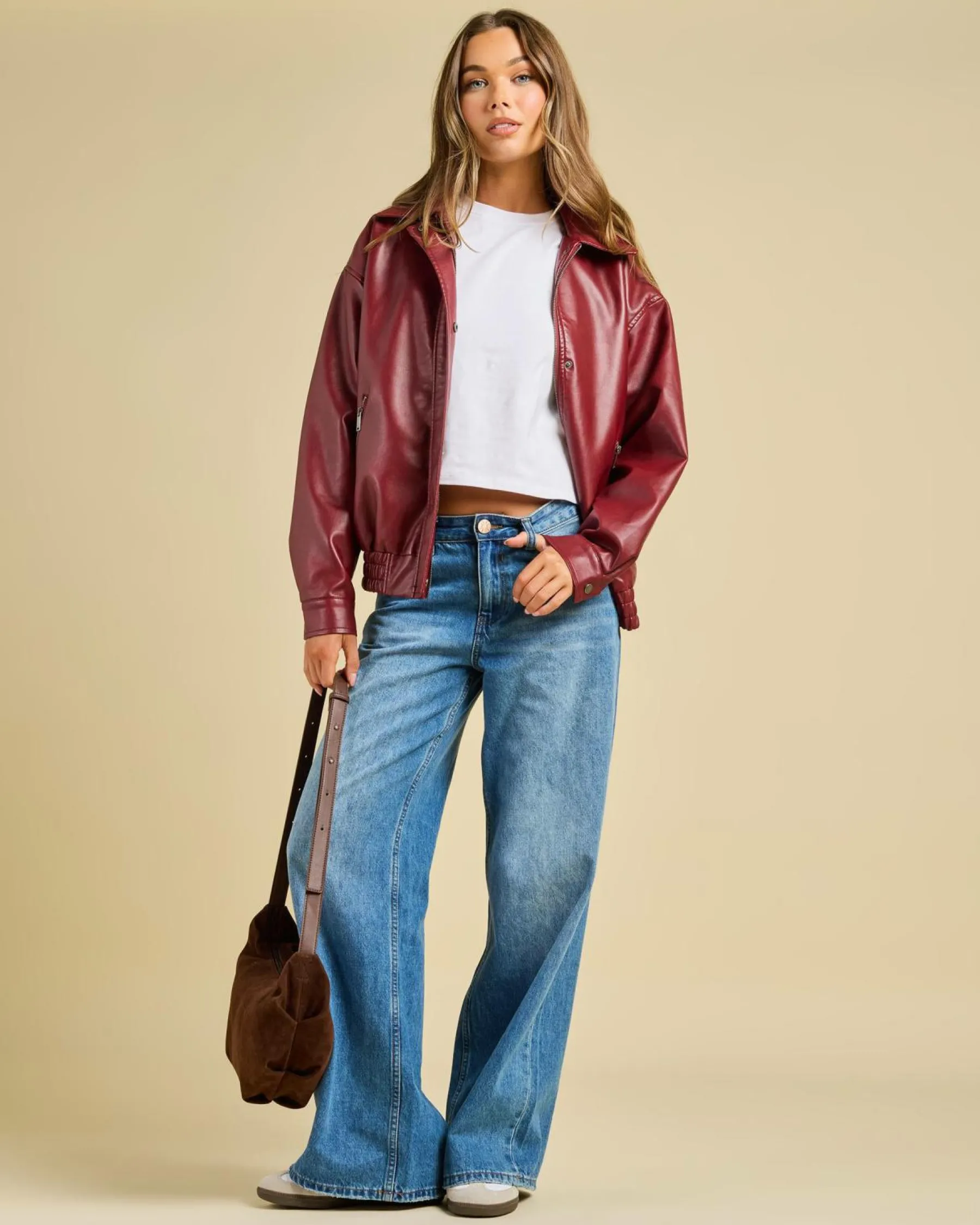 Maverick Faux Leather Bomber Jacket Women Jackets & Coats