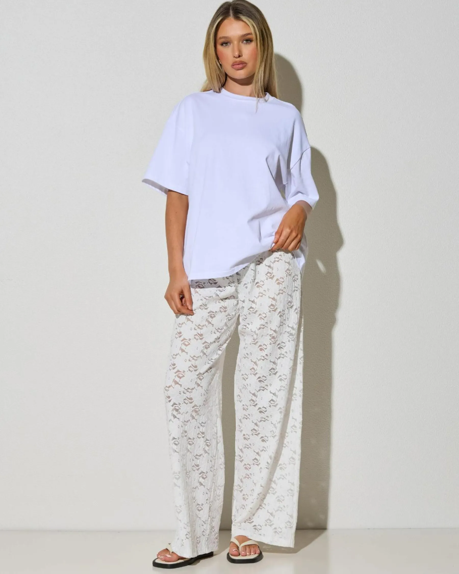 Bottoms*Ava And Ever Meli French Lace Pants White