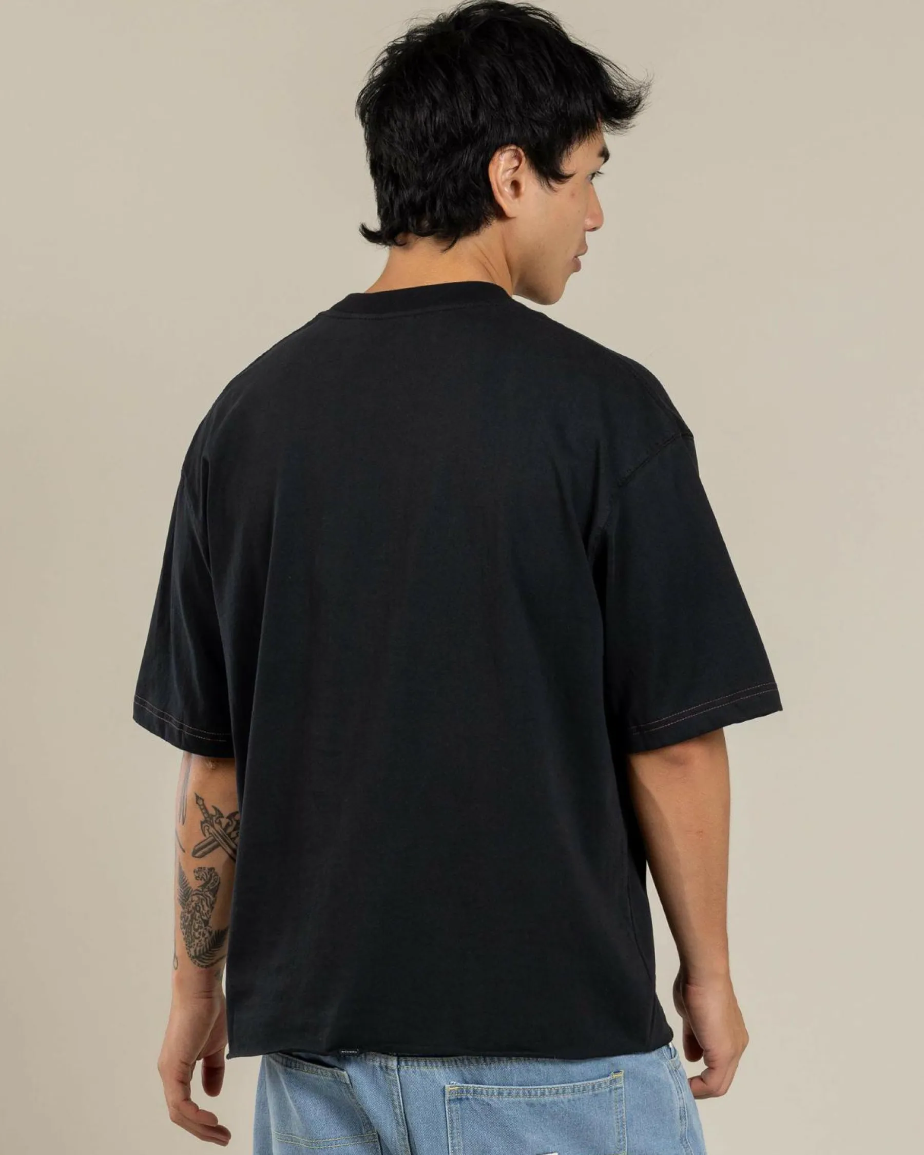 Tops & T-Shirts*Thrills Metamorphic Daze Box Fit Oversize Short T-Shirt Washed Black