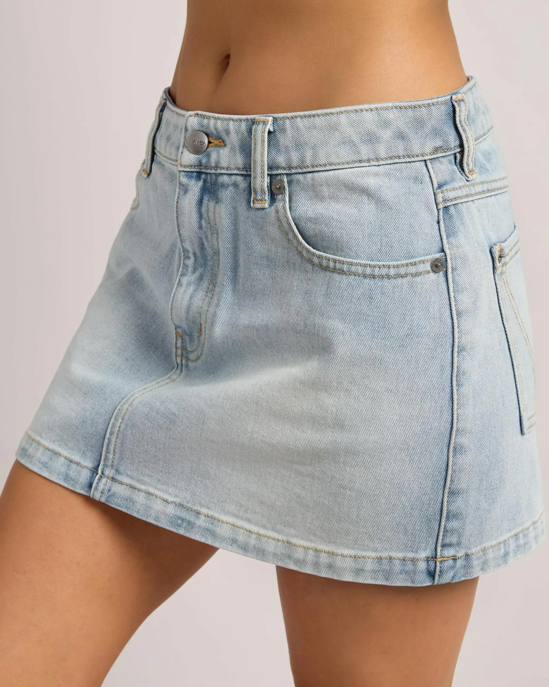 Denim|Bottoms*RVCA Mini Denim Skirt Bleached Indigo