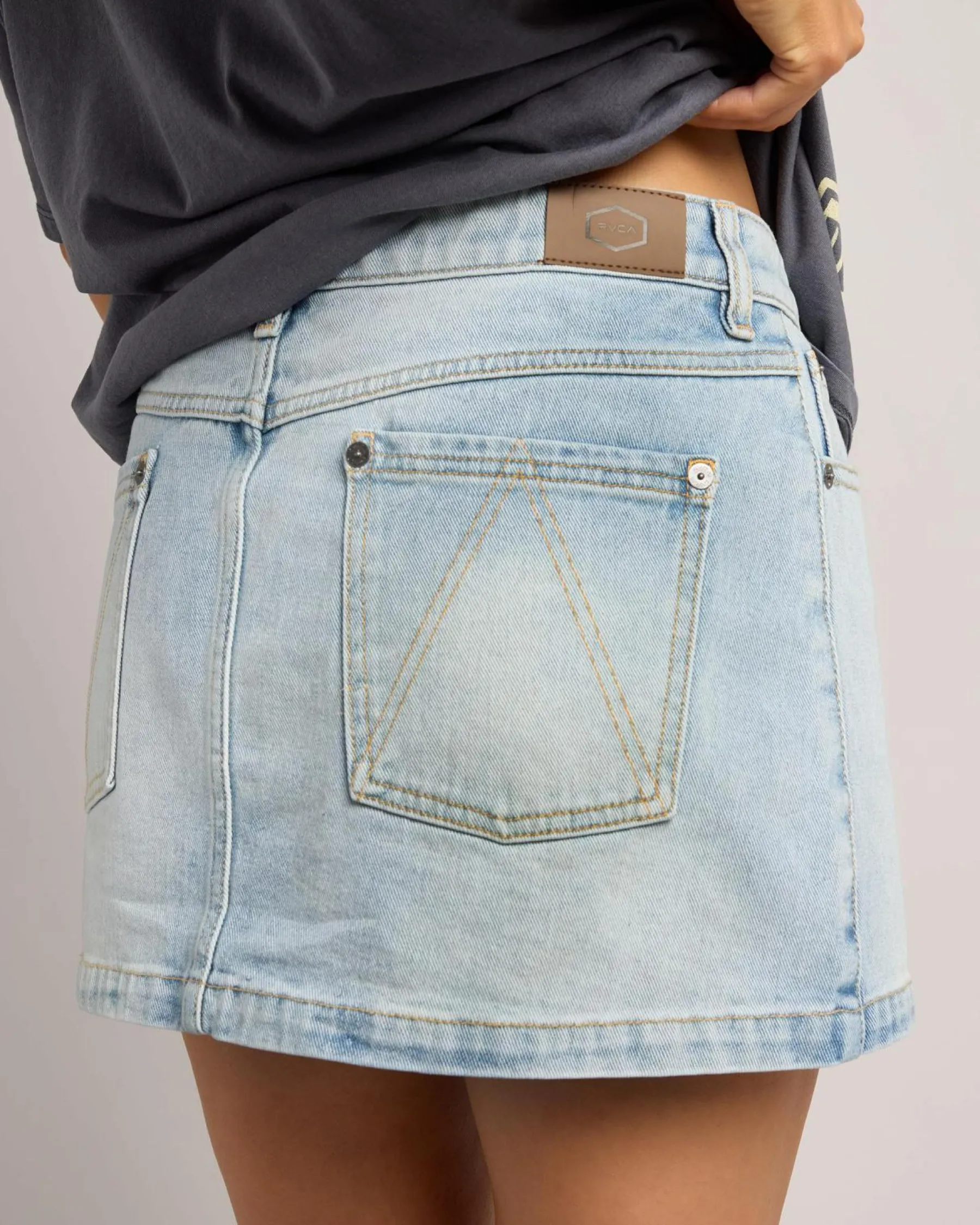 Denim|Bottoms*RVCA Mini Denim Skirt Bleached Indigo