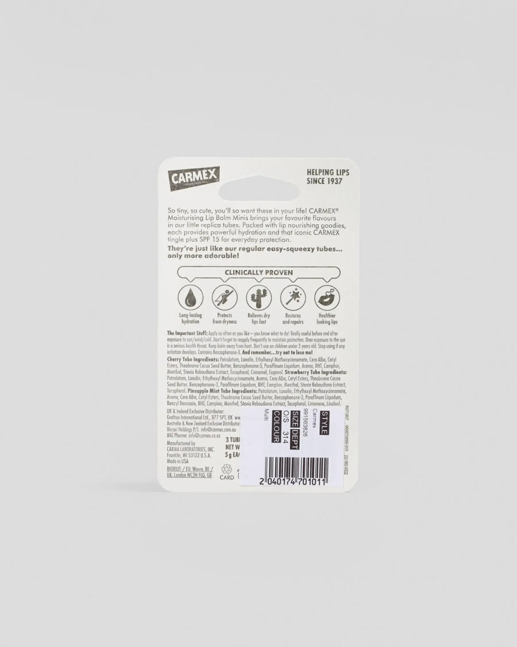Face & Body|Beauty & Hair*Carmex Mini Squeeze Tube 3 Pack Multi