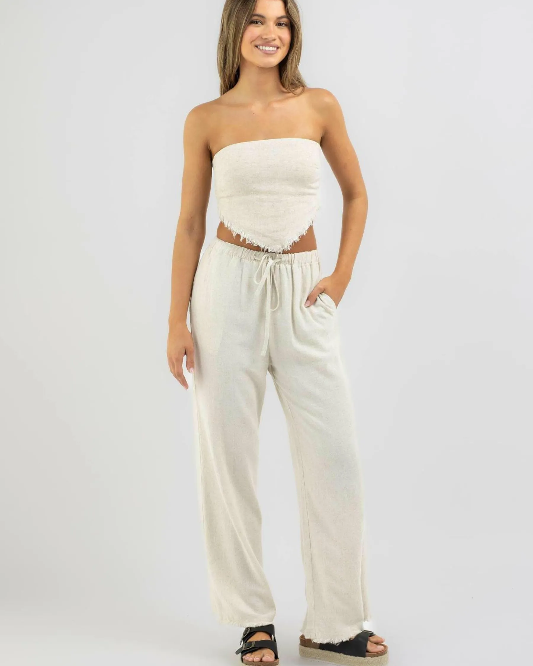 Online Mona Dallis Tube Top Women Sets|Linen Blend