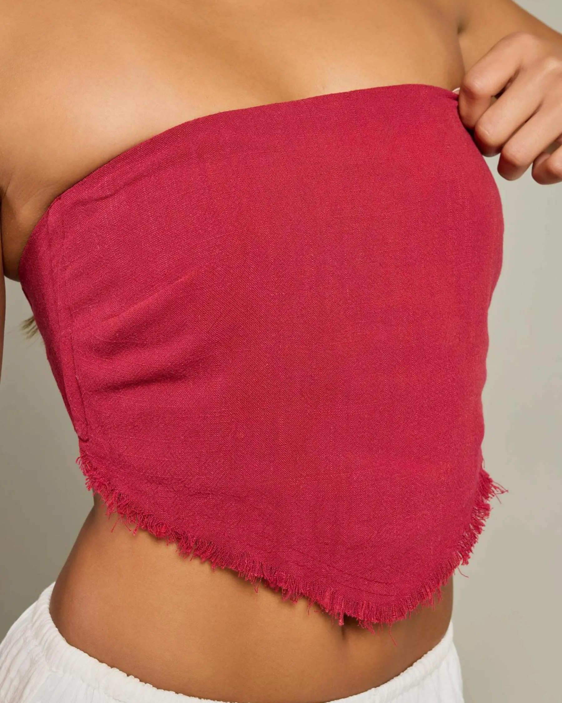 Sets|Linen Blend*Mooloola Mona Dallis Tube Top Burgundy