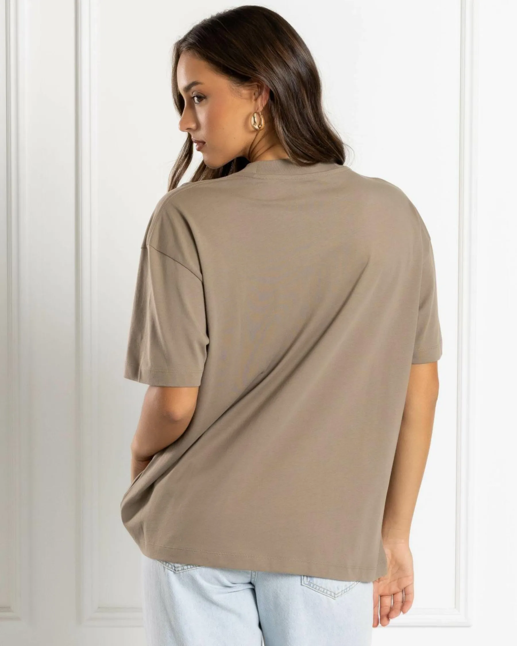 Tops*Calvin Klein Monologo Boyfriend T-Shirt Brindle