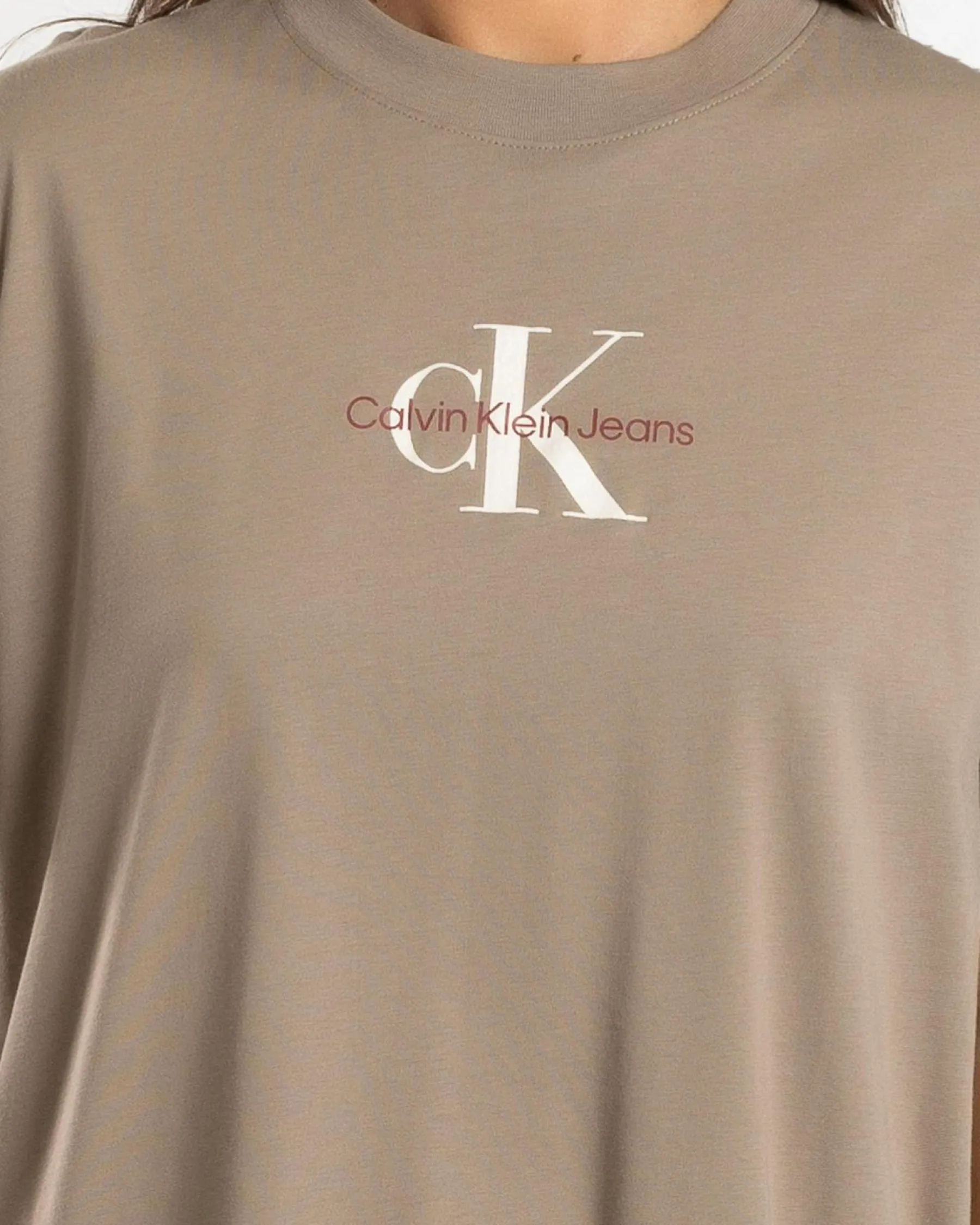 Tops*Calvin Klein Monologo Boyfriend T-Shirt Brindle