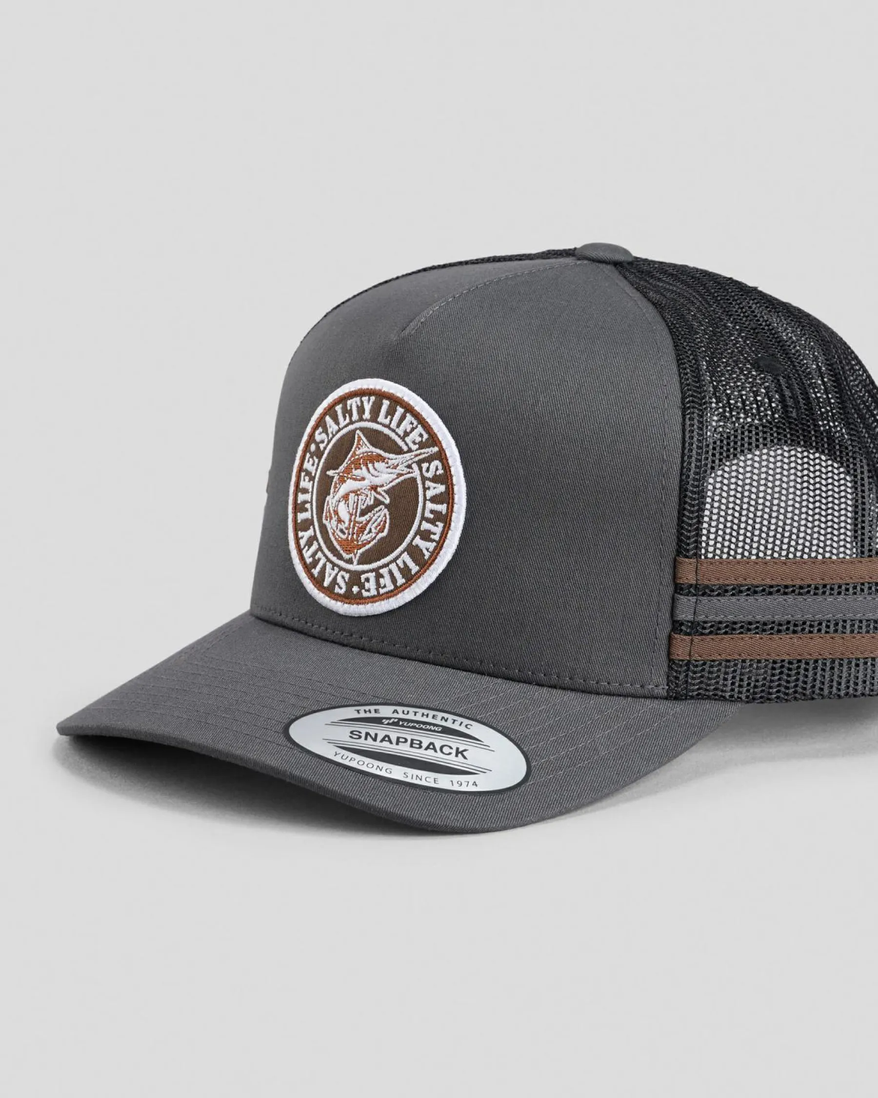 Headwear*Salty Life Once Bitten 3.0 Trucker Cap Charcoal