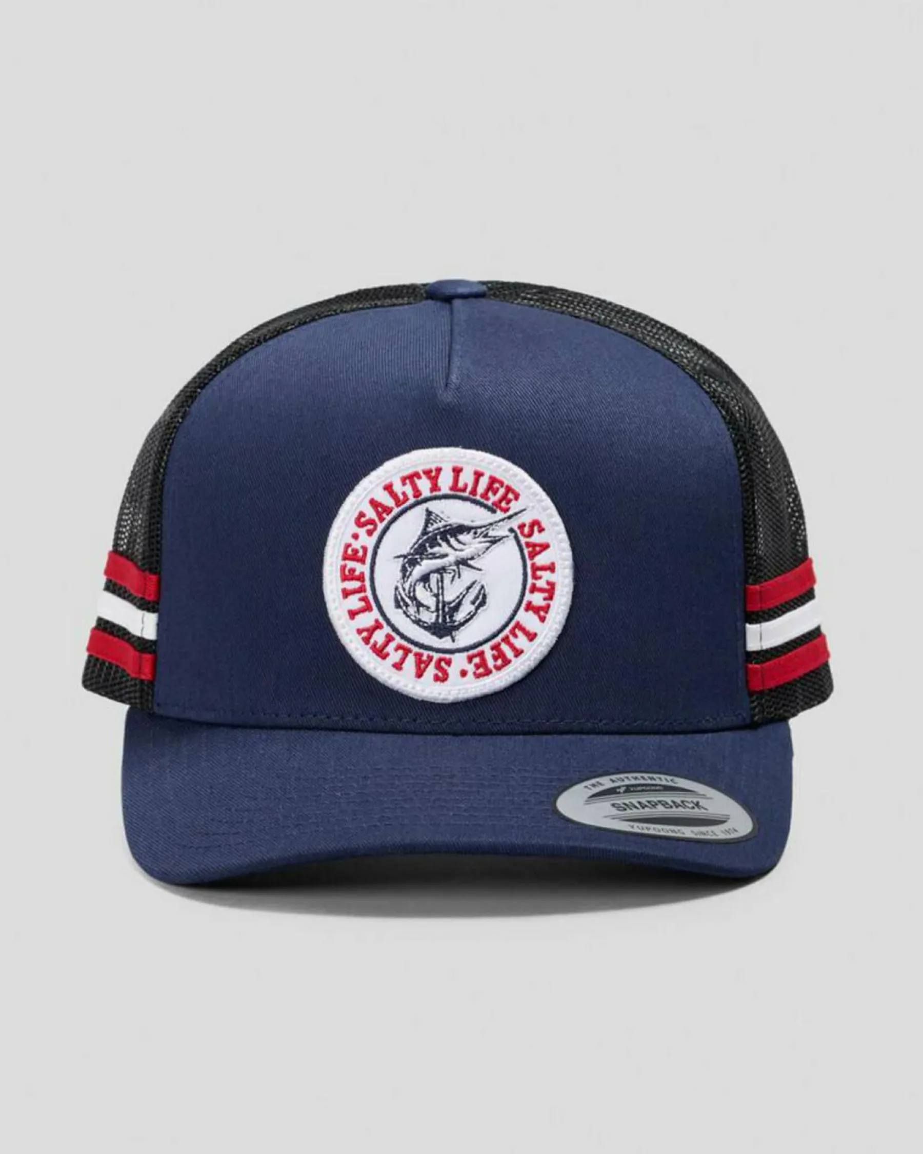 Headwear*Salty Life Once Bitten 4.0 Trucker Cap Blue/white/red