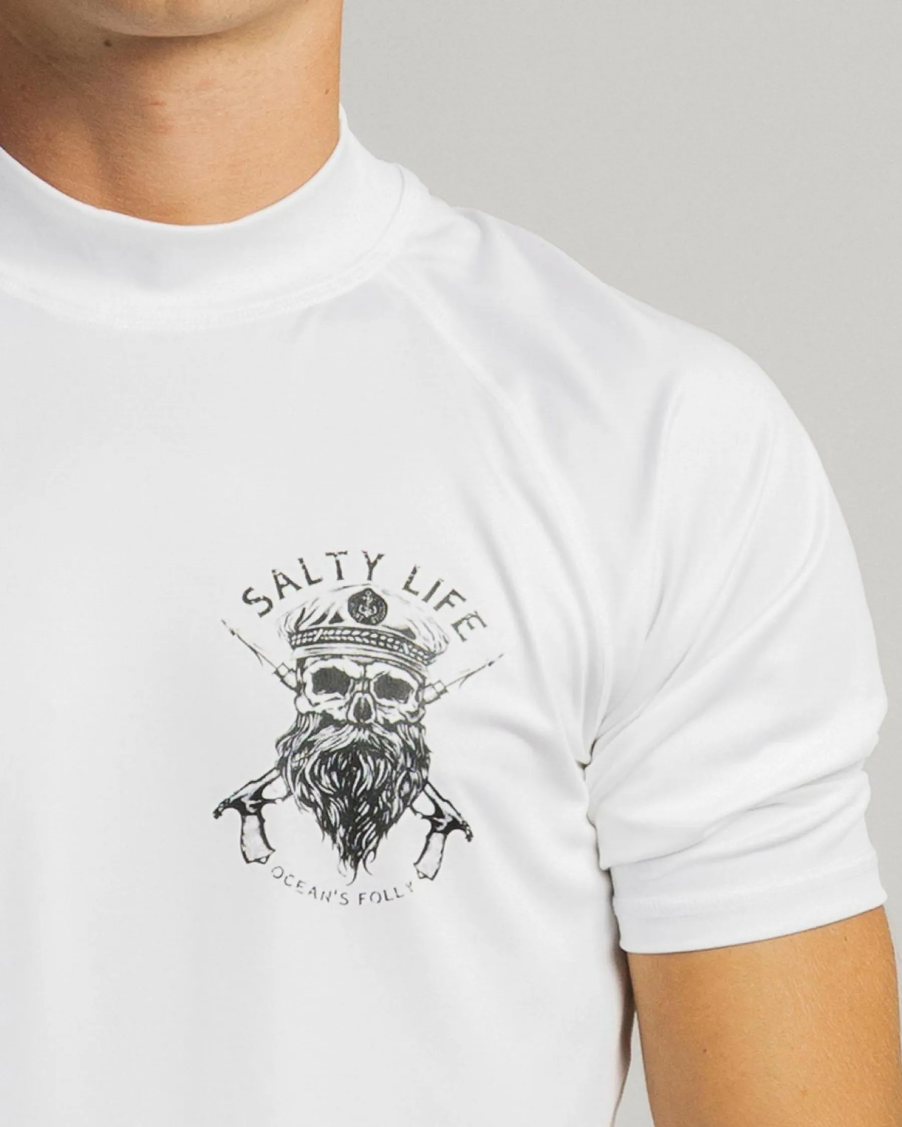 Rashies*Salty Life Overboard Short Sleeve Rash Vest White