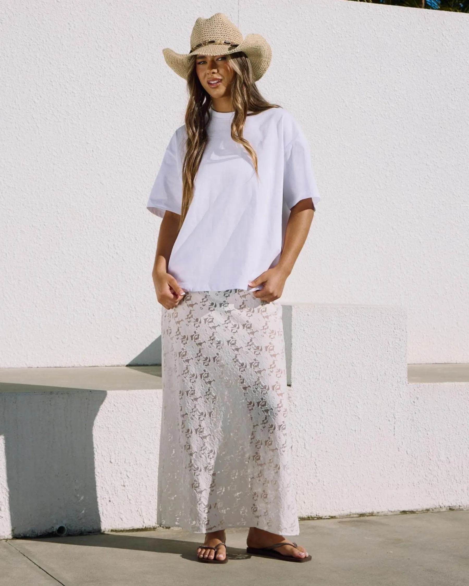 Tops*Ava And Ever Oversized Plain Tee White
