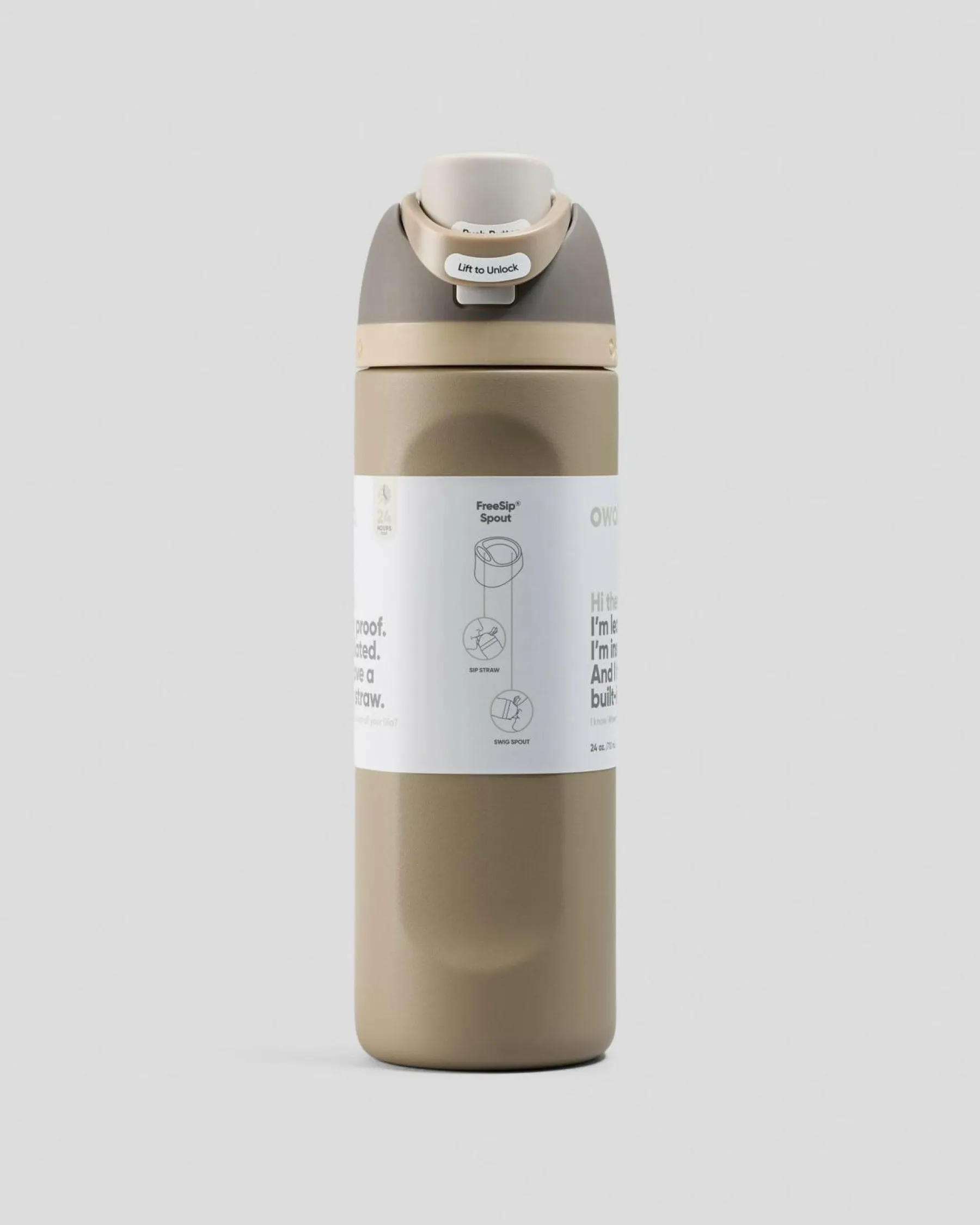 Bottles & Lunch Boxes|Bottles & Lunch Boxes*Owala 24oz FreeSip Stainless Steel Water Bottle Grey/brown