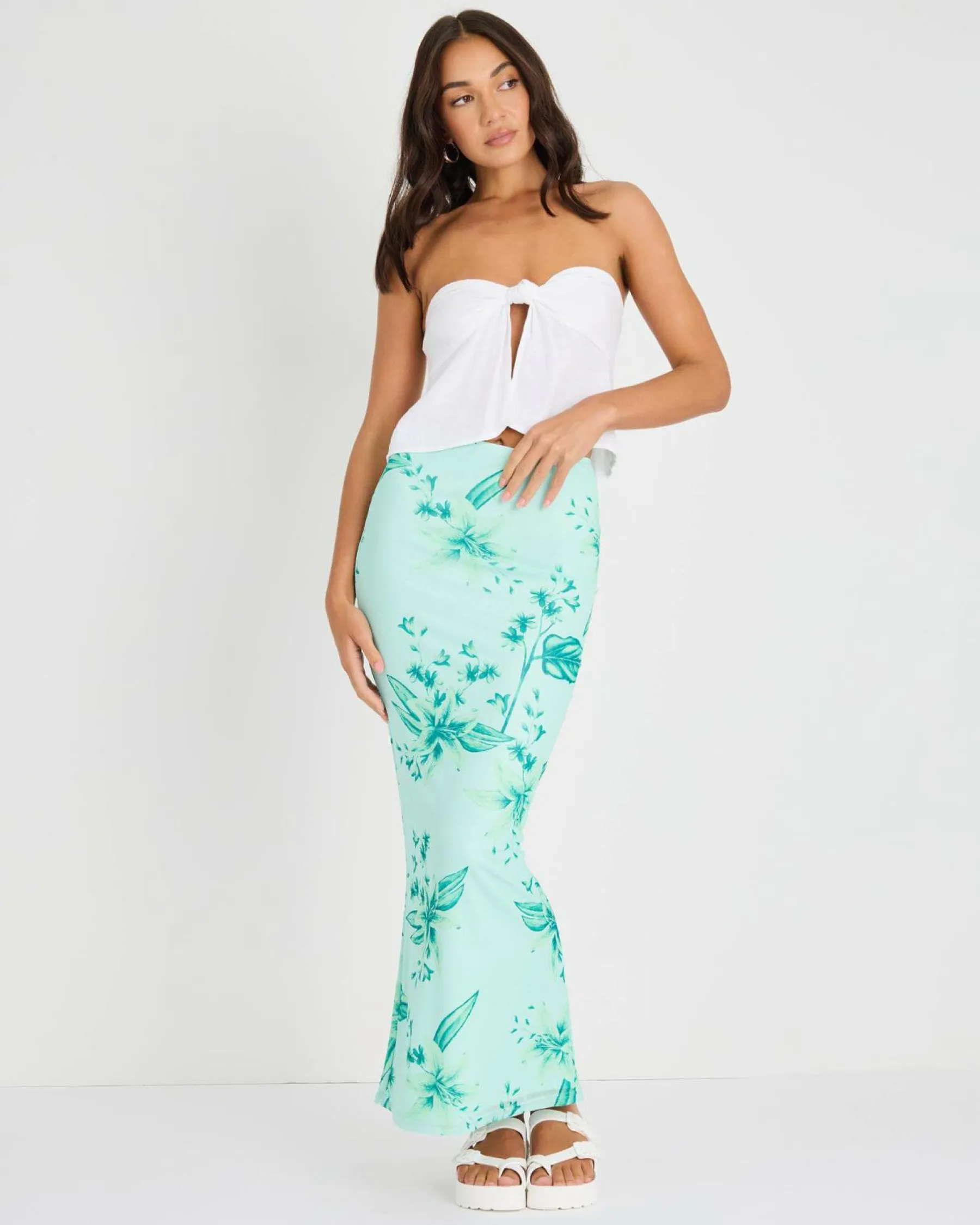 Bottoms*Ava And Ever Pia Maxi Skirt Green/green Floral