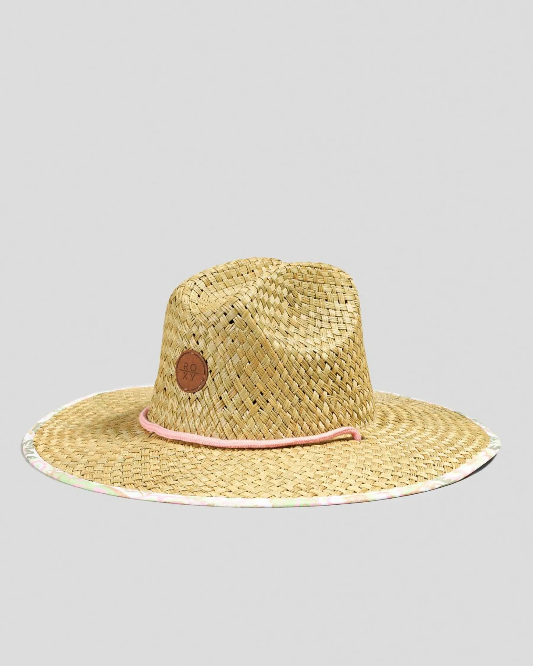 Headwear*Roxy Pina To My Colada Printed Panama Hat Oil Green Wild Flower Swim
