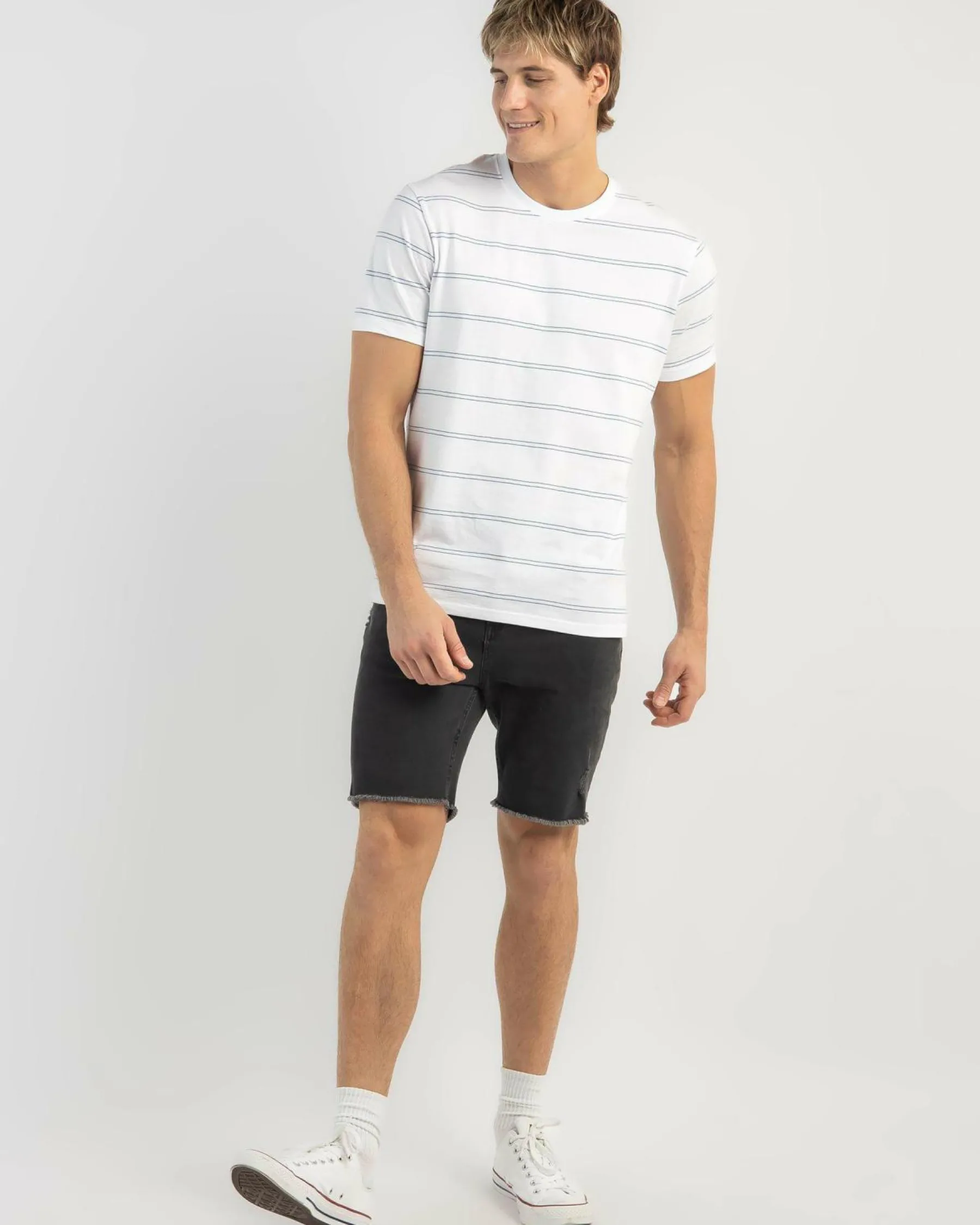 Outlet Plain Stripe T-Shirt Tops & T-Shirts