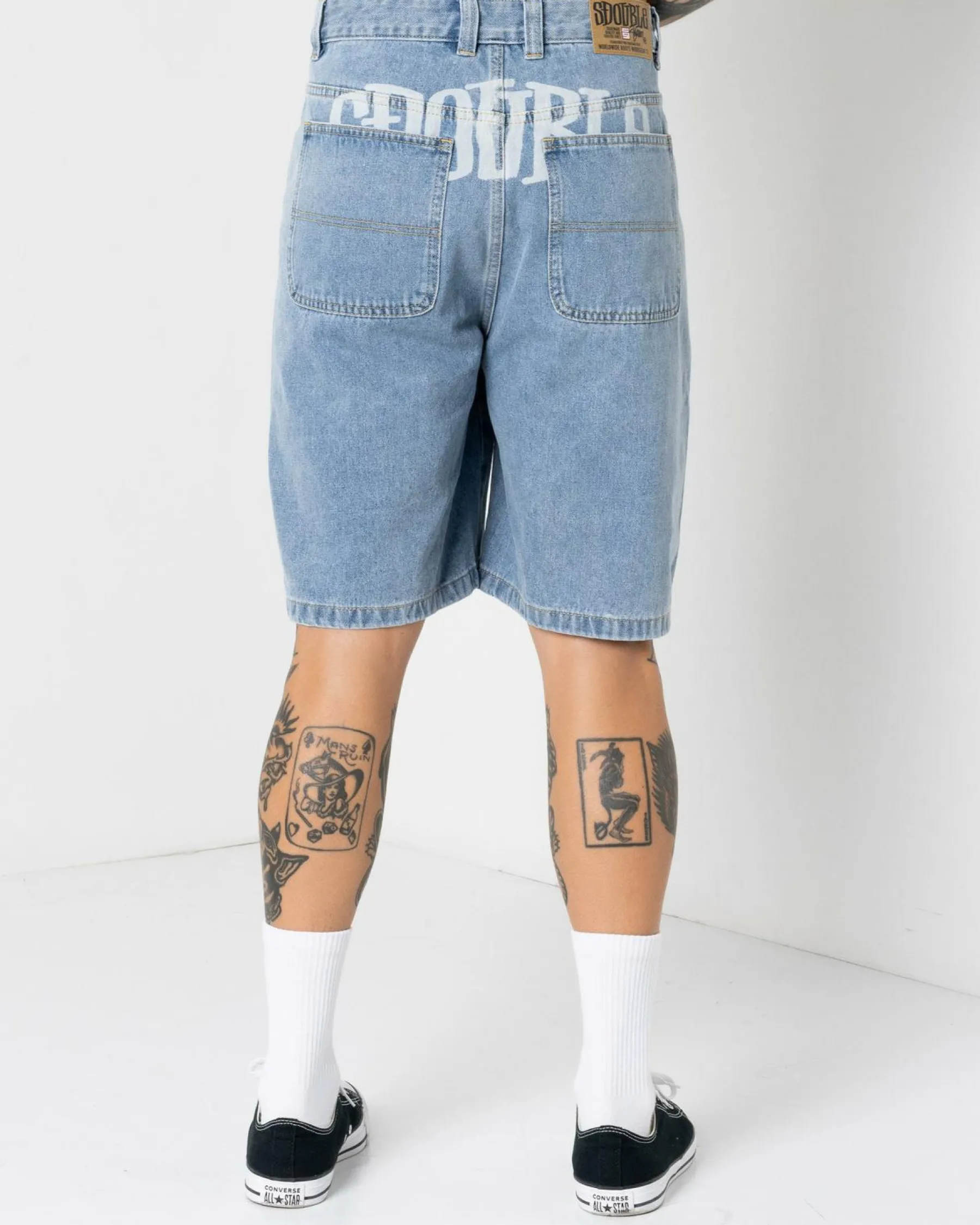 Denim|Shorts & Bottoms*S-Double Print Denim Standard Shorts Light Blue
