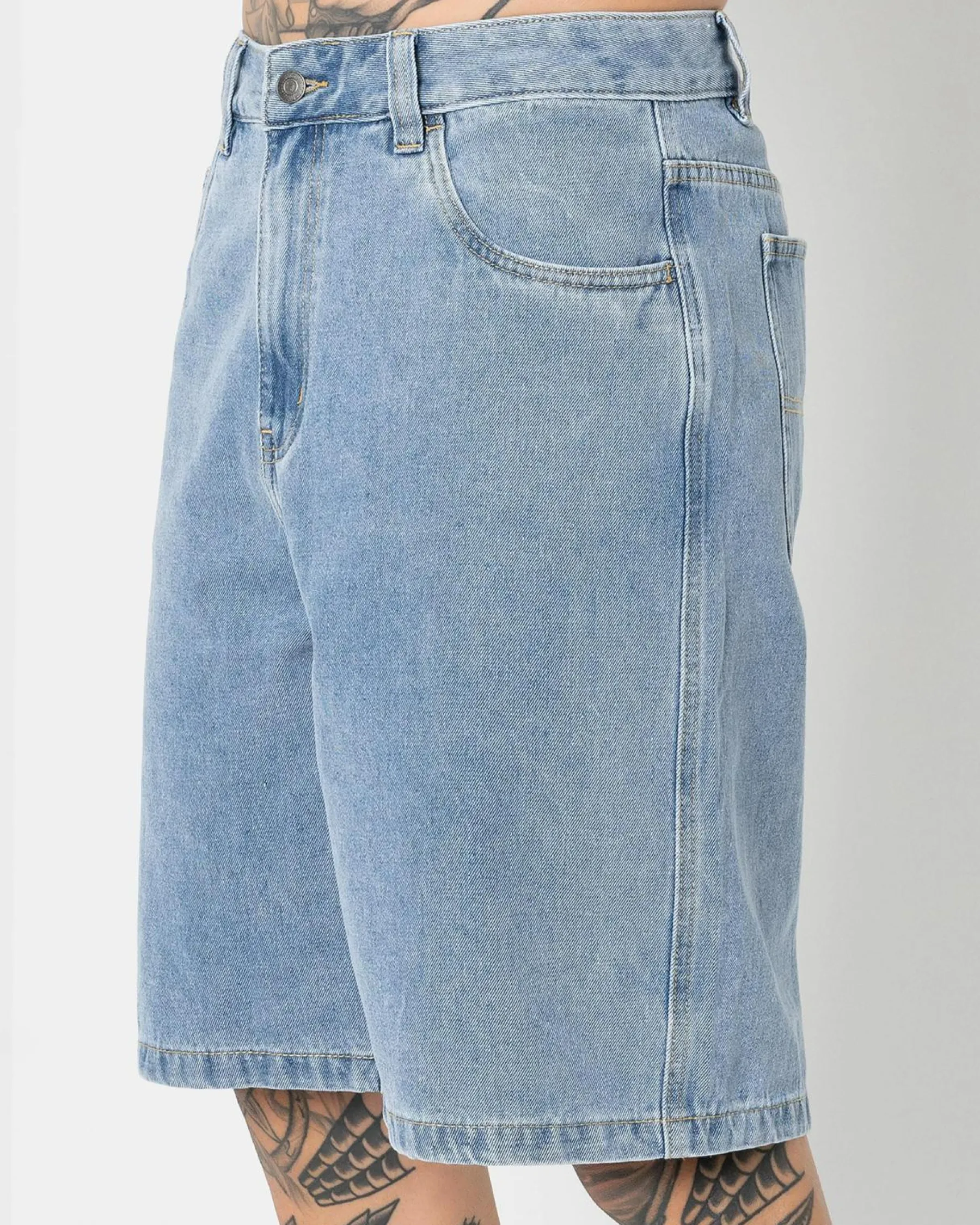 Denim|Shorts & Bottoms*S-Double Print Denim Standard Shorts Light Blue