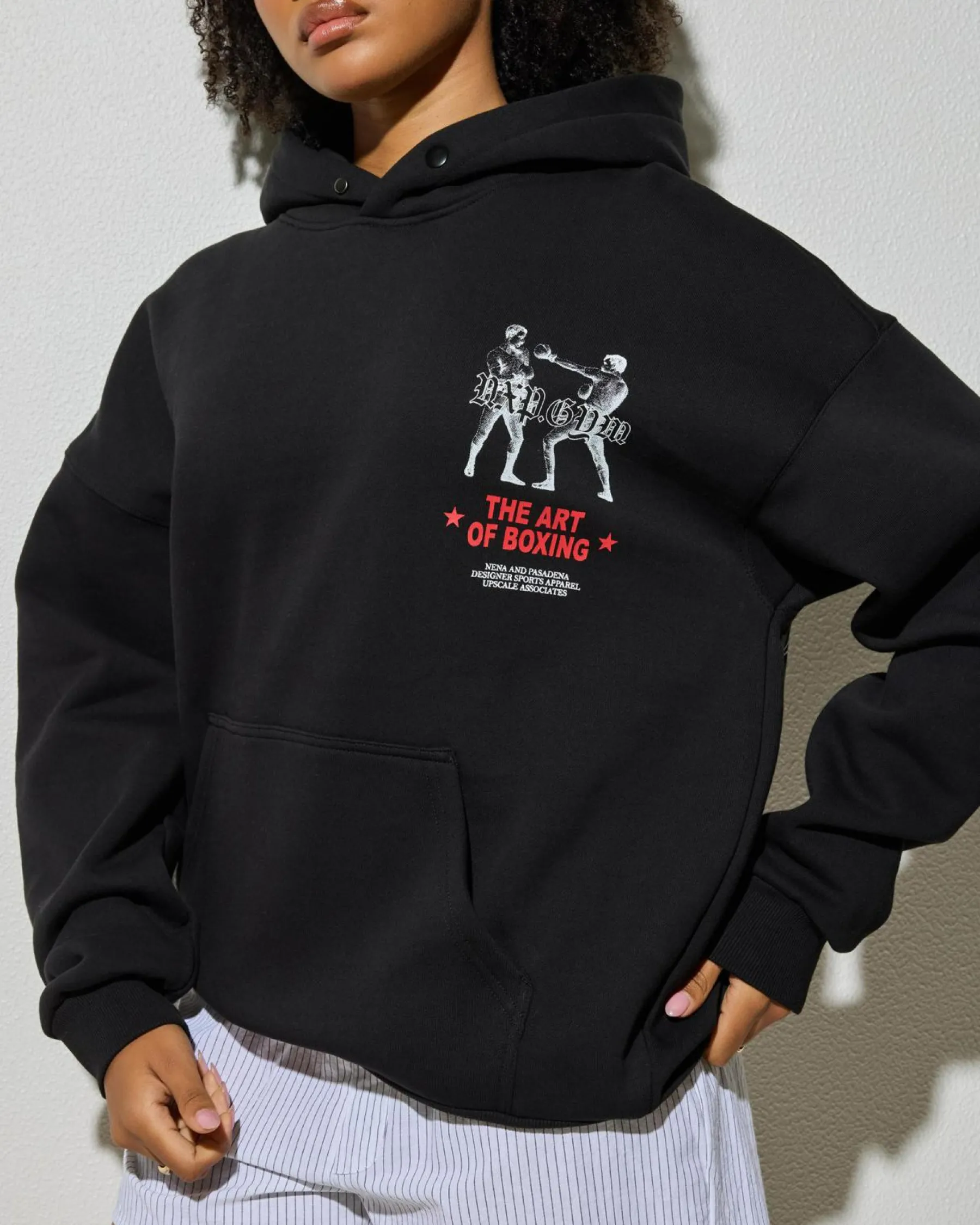 Jumpers & Hoodies*Nena & Pasadena Prone Box Fit Hoodie Jet Black