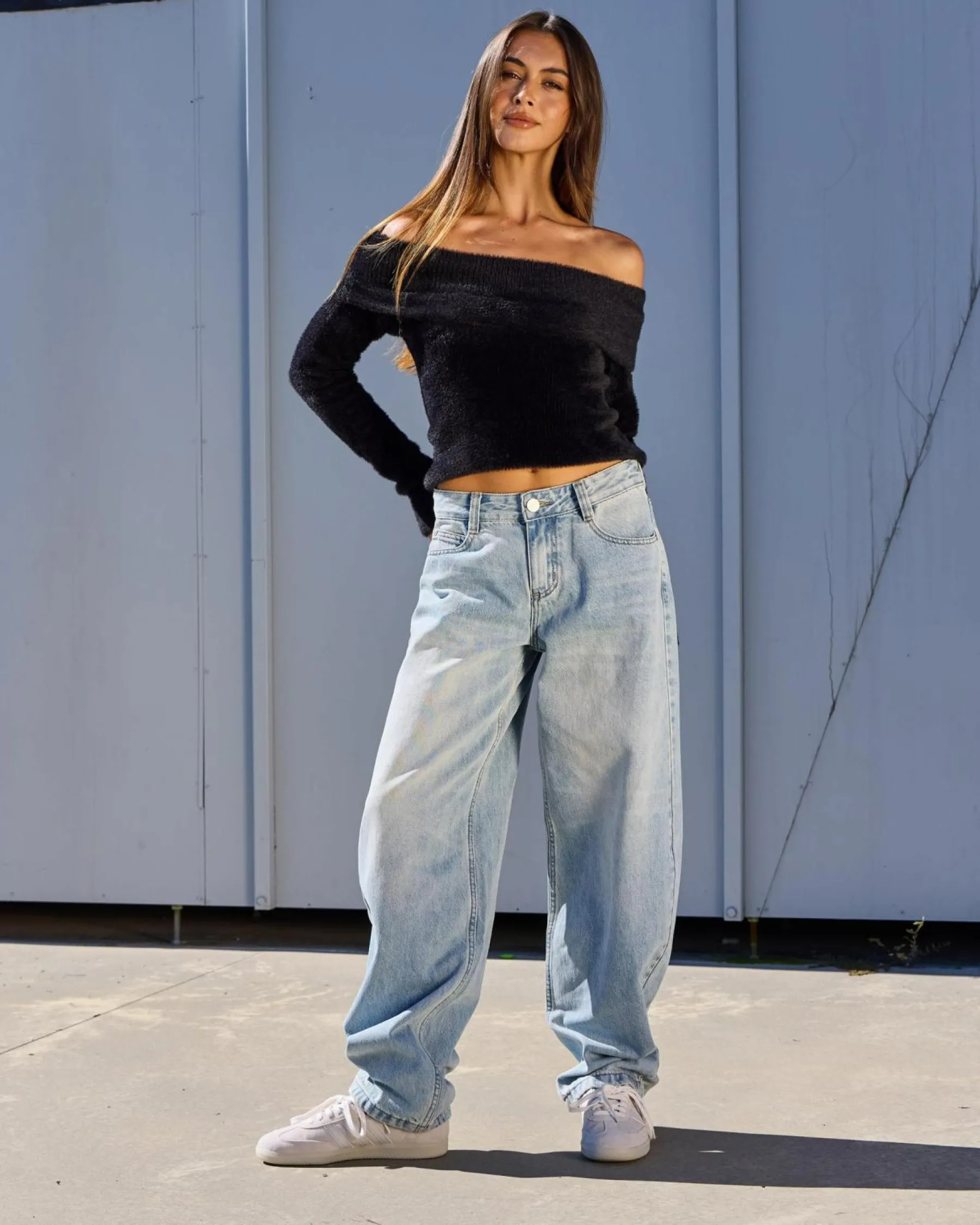 Denim|Bottoms*DESU Queens Baggy Jeans Blasted Mid Blue