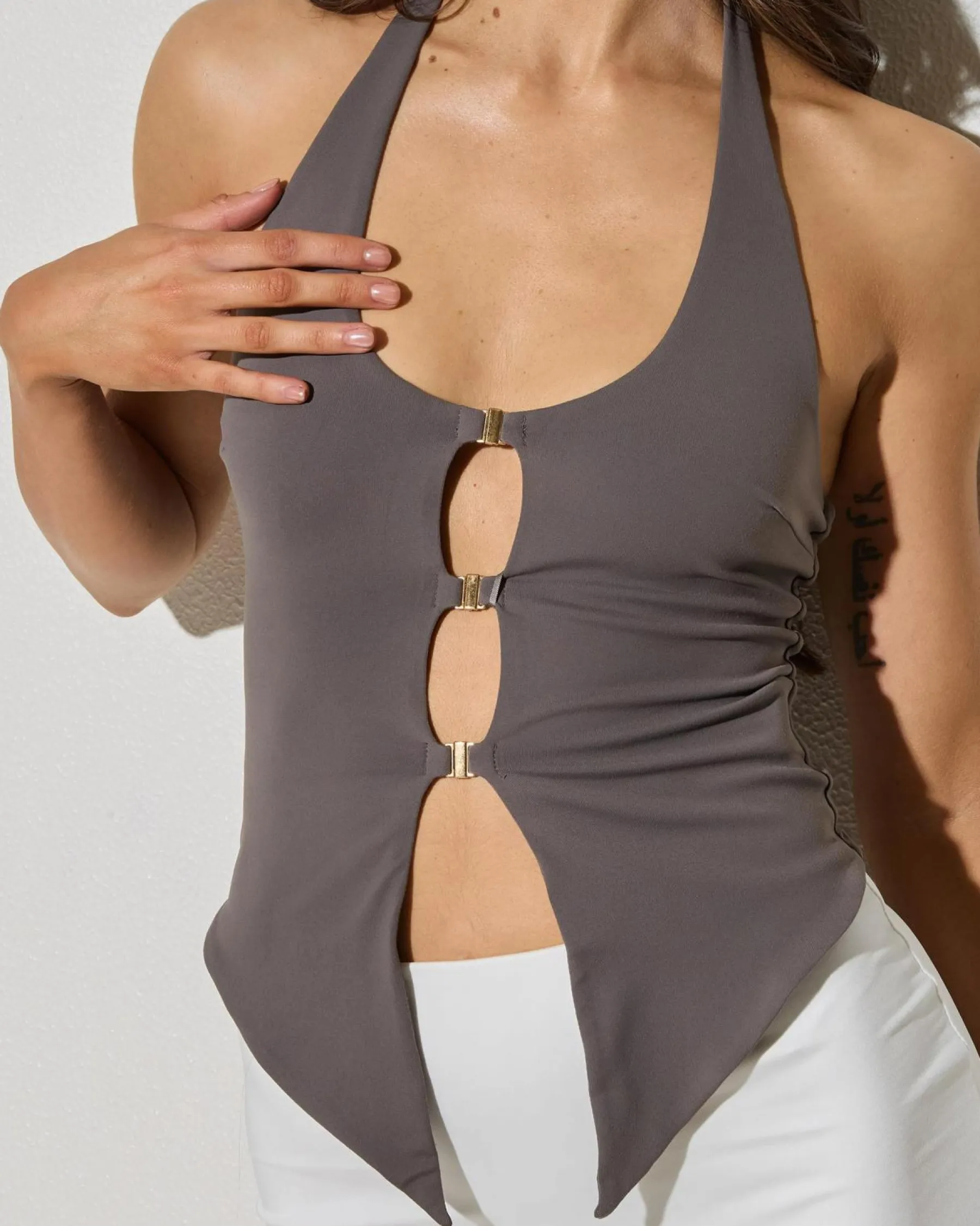 Tops*Ava And Ever Quinn Halter Top Charcoal