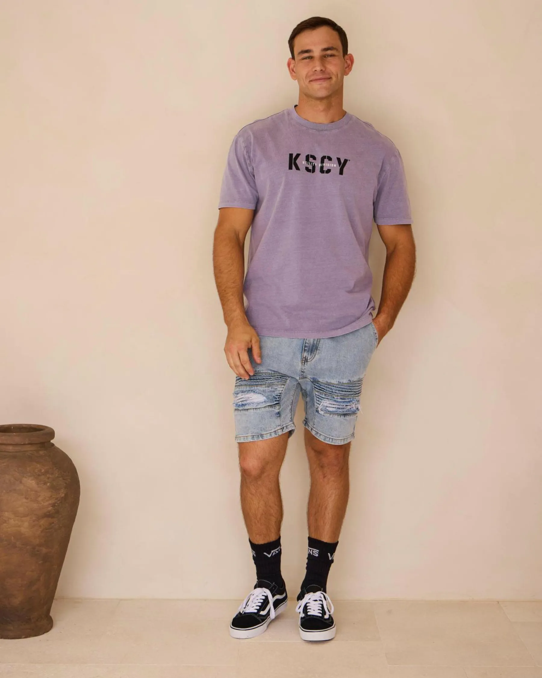 Tops & T-Shirts*Kiss Chacey Reinforced Relaxed T-Shirt Pigment Lavender Grey