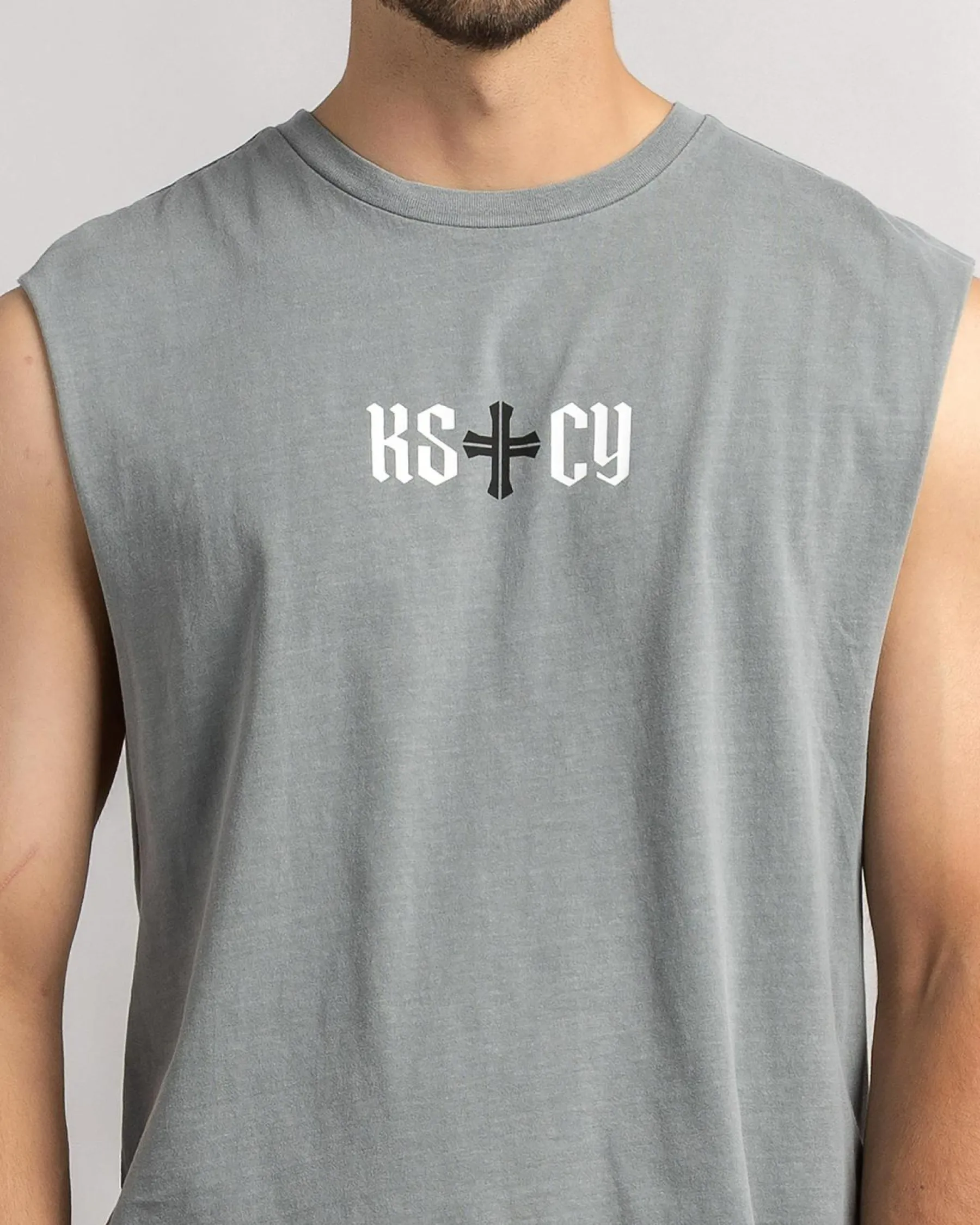 Tops & T-Shirts*Kiss Chacey Rev Dual Curved Muscle Tank Pigment Neutral Grey