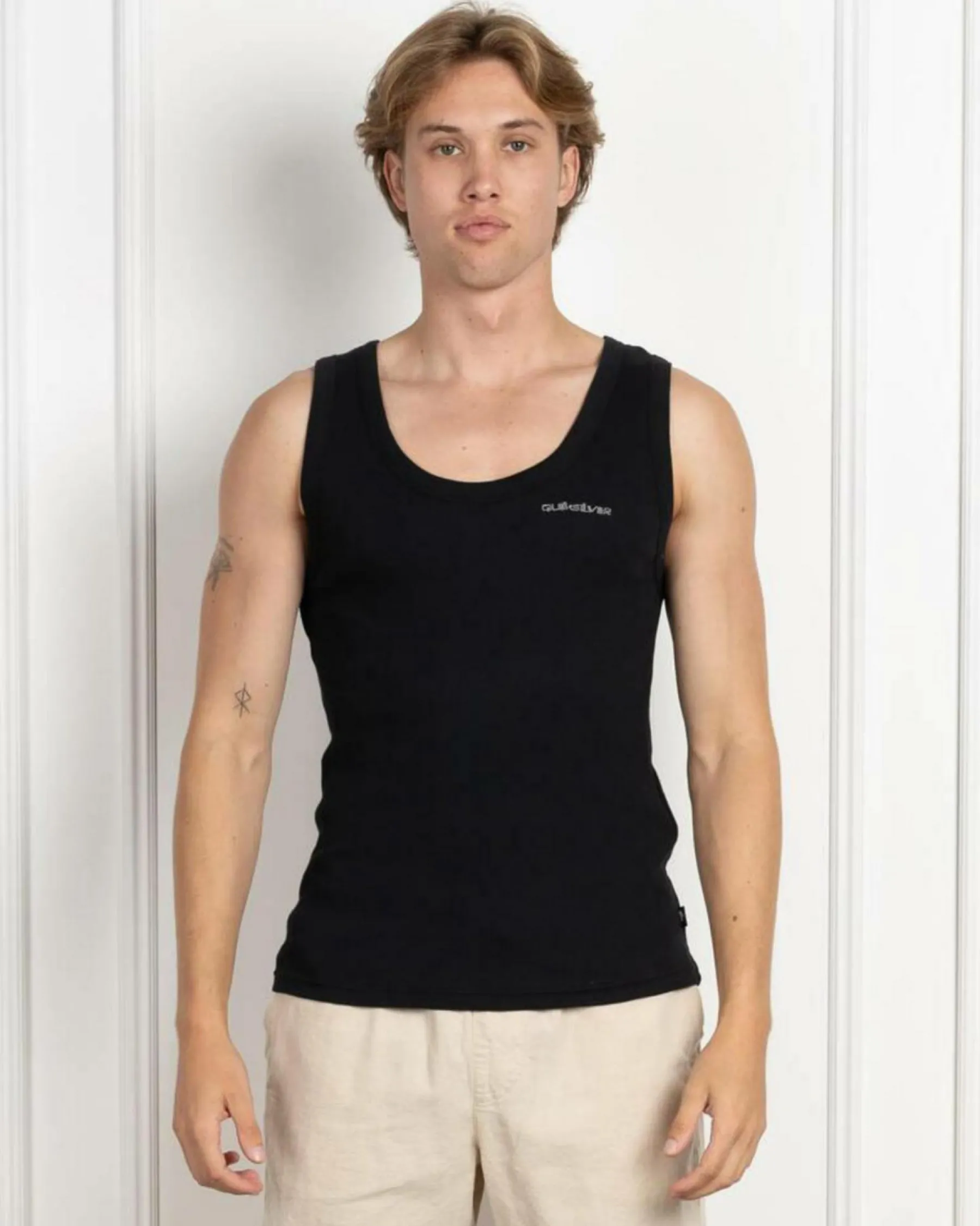 Tops & T-Shirts*Quiksilver Ribbed Tank Singlet Black